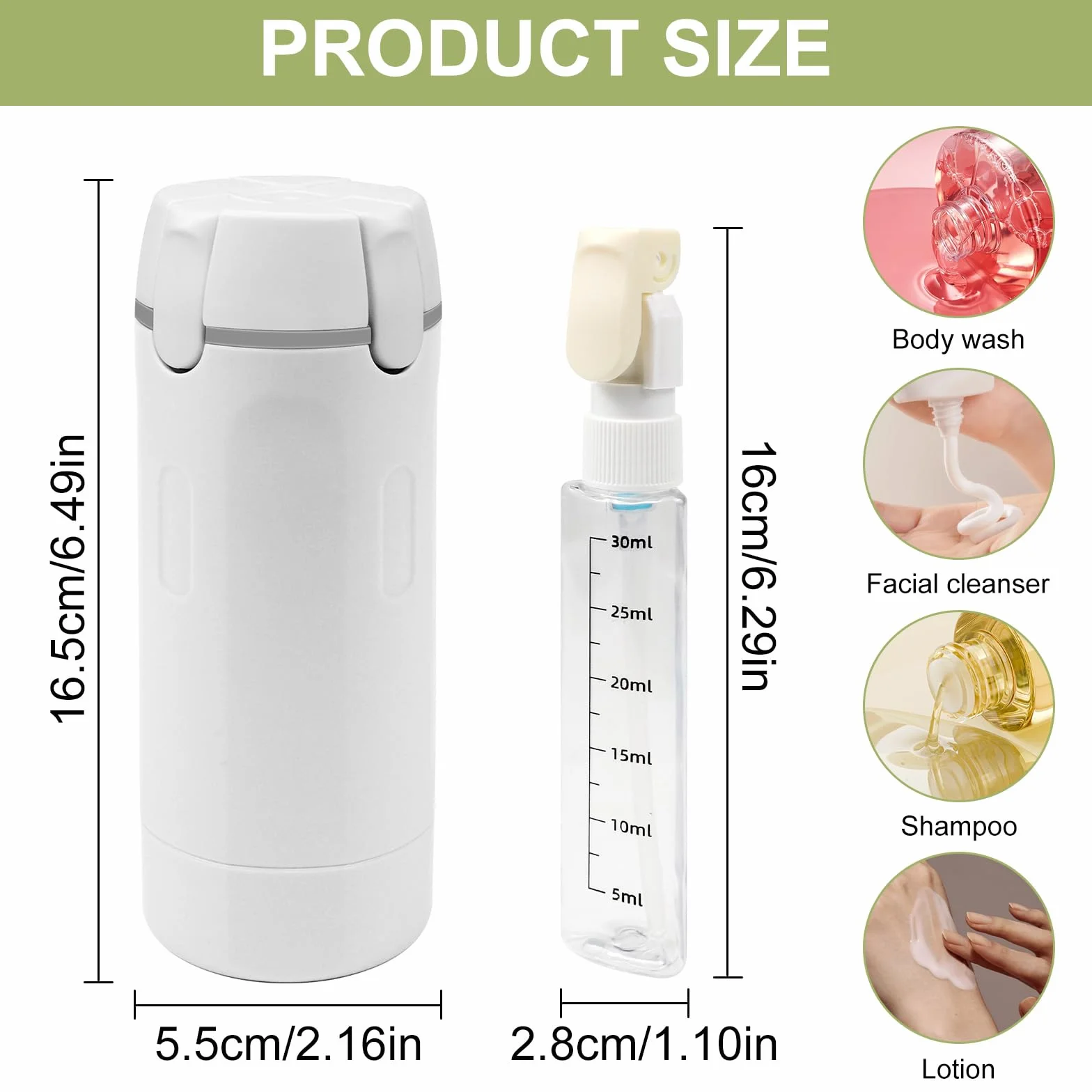 4 in 1 Bottiglie da Viaggio, Set Contenitori da Viaggio con Etichette, Bottiglie Ricaricabili per Shampoo, Balsamo, Lozione e Crema, Flaconi Portatili Antiperdita, Kit Viaggio Aereo Bagaglio a Mano