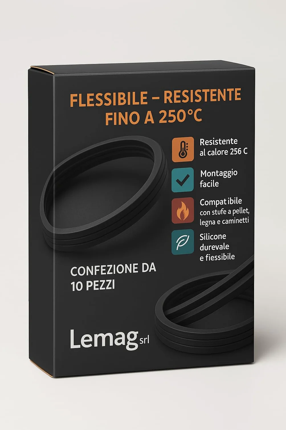 Guarnizioni in Silicone Ø80 mm Set da 10 Pezzi Resistenti 250°C per Stufe a Pellet Legna Caminetti