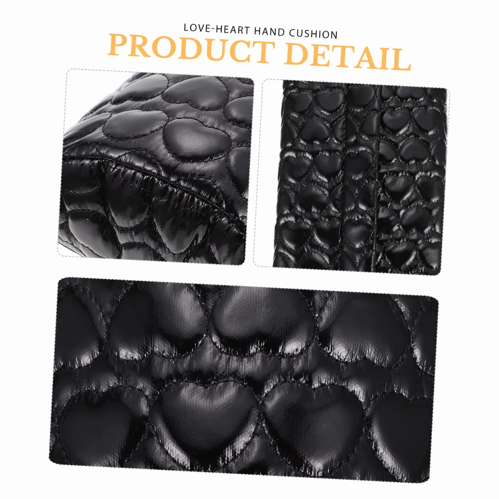 Poggiamano per Unghie a Forma di Cuore in Pu Nero, Cuscino Morbido per Manicure Confortevole, Allevia Affaticamento Mano e Braccio per Nail Art a Casa e Salone
