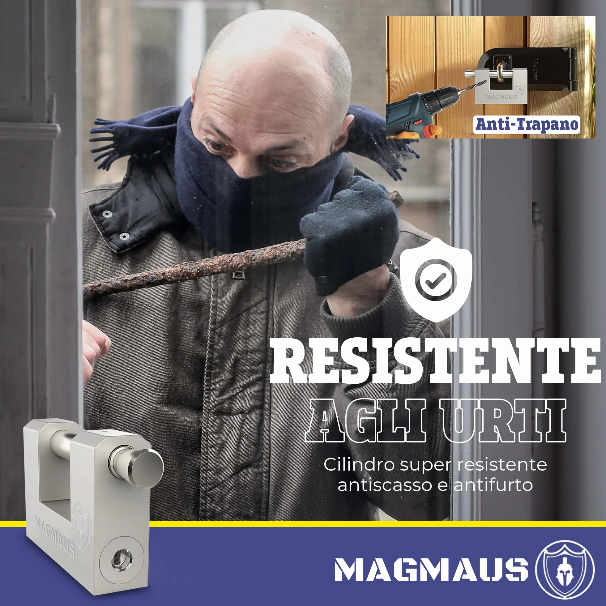 Magmaus® Lucchetti da esterno in acciaio inox RTL/70 Alta sicurezza resistenti per container
