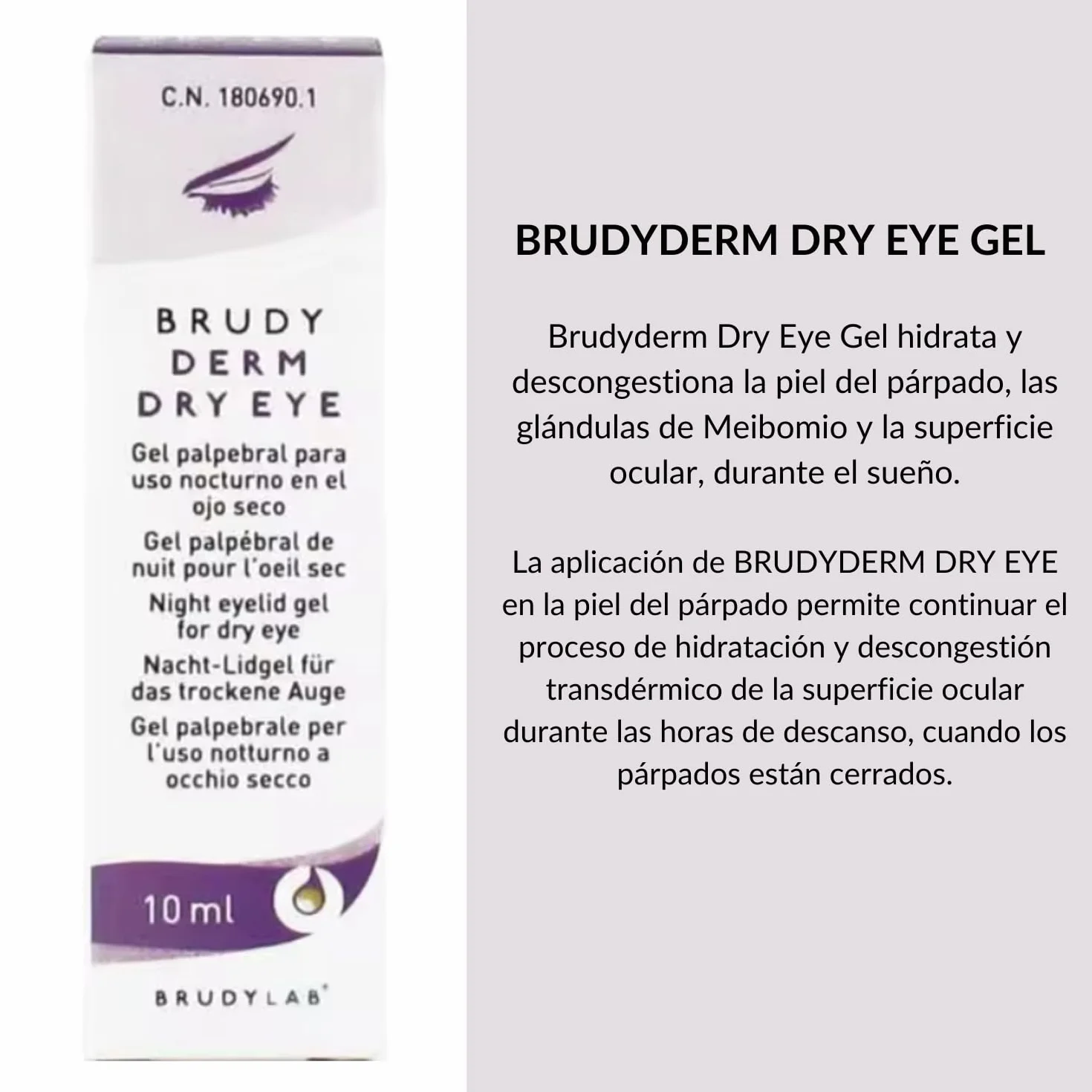 BRUDYLAB - Brudy Derm Dry Eye Gel 10 ml - Gel Idratante Notte per la Pelle delle Palpebre - Cura degli Occhi Secchi - Idrata e Decongestiona la Pelle delle Palpebre