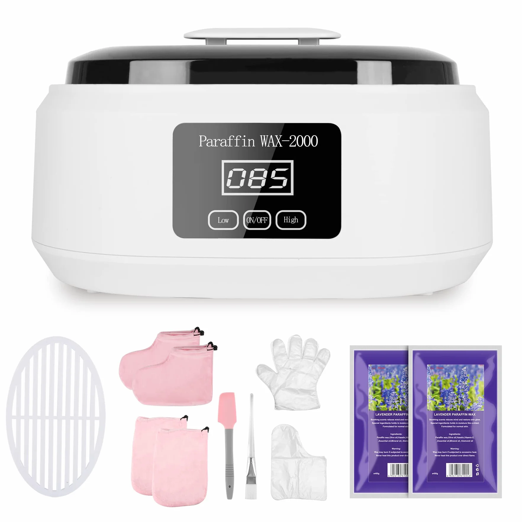 Bagno di paraffina per mani e piedi, Bagno di paraffina da 3400 ml Set da bagno di paraffina per pelli secche e ruvide, con cera di paraffina da 900 g e accessori- Bianco