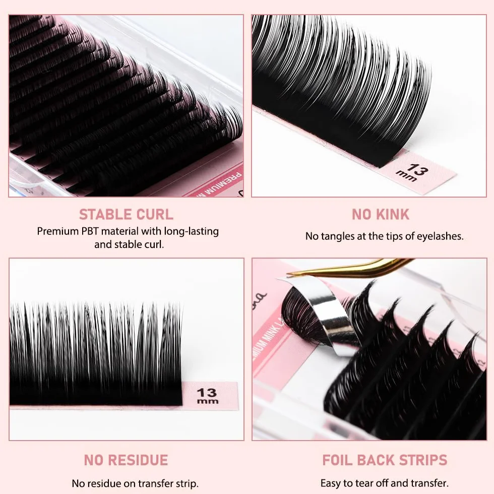 Extension Ciglia Classico Singole One to One Lashes 0.03-0.20mm B C CC D J Curl 8-15mm Naturali Individuale Finte Ciglia Volume Russo Professionale Eyelash Extensions