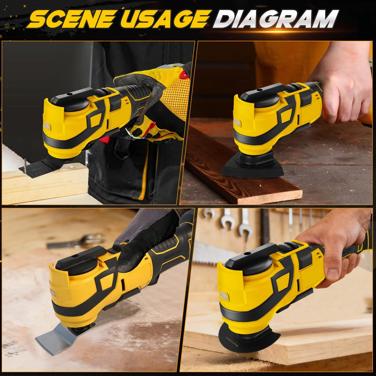 WingFly Multitool Oscillante Compatibile Dewalt 18V 20V 6 Velocità 10000-20000 OPM Senza Batteria