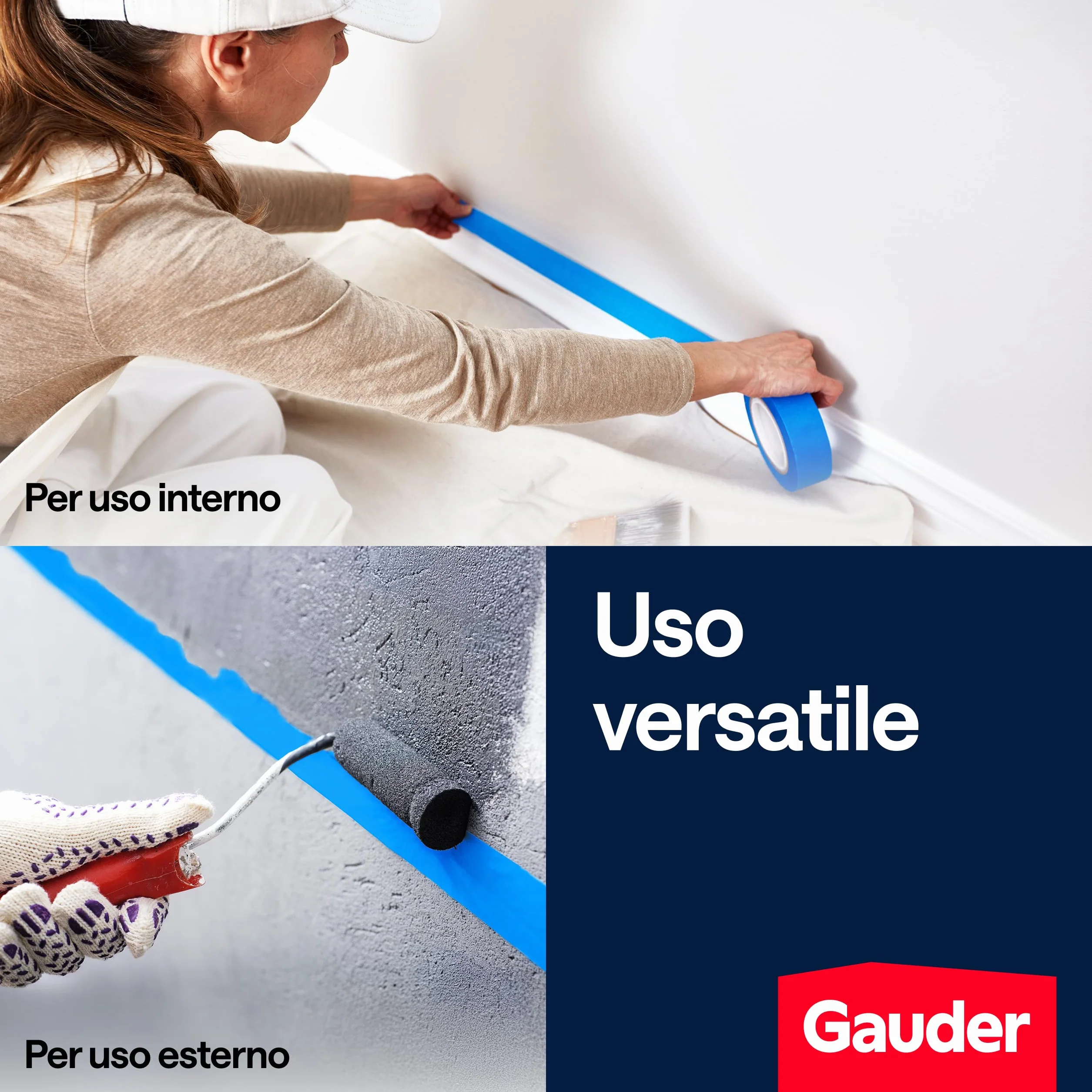 GAUDER Nastro da Pittura per Mascheratura Adesivo di Precisione Carta Washi Rimovibile 3 Rotoli 24 mm x 50 m