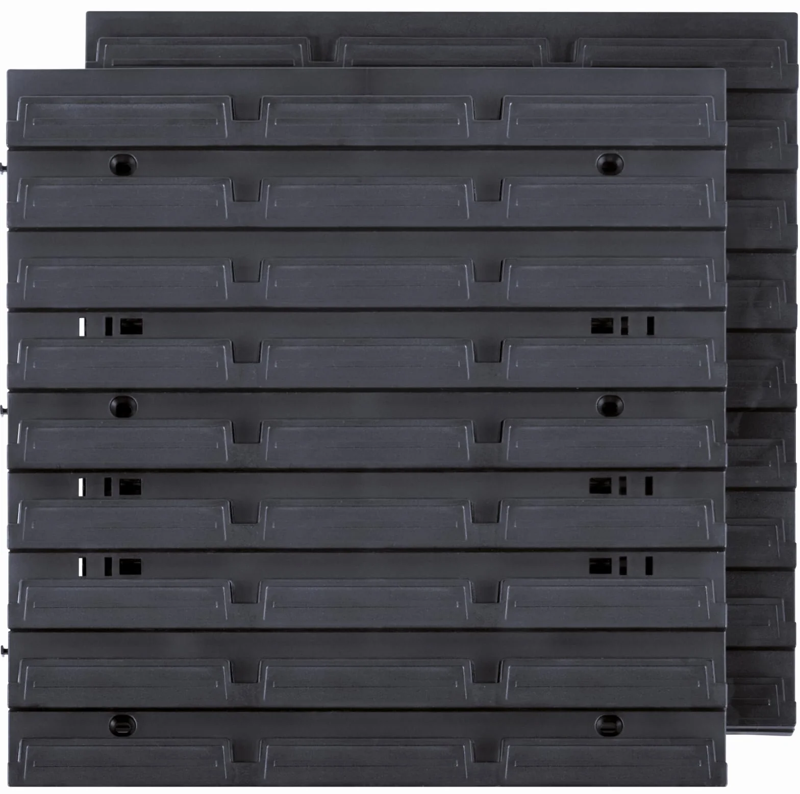 Set di 30 scatole impilabili e 2 ripiani da parete 39x38 cm, pannello perforato per conservazione flessibile
