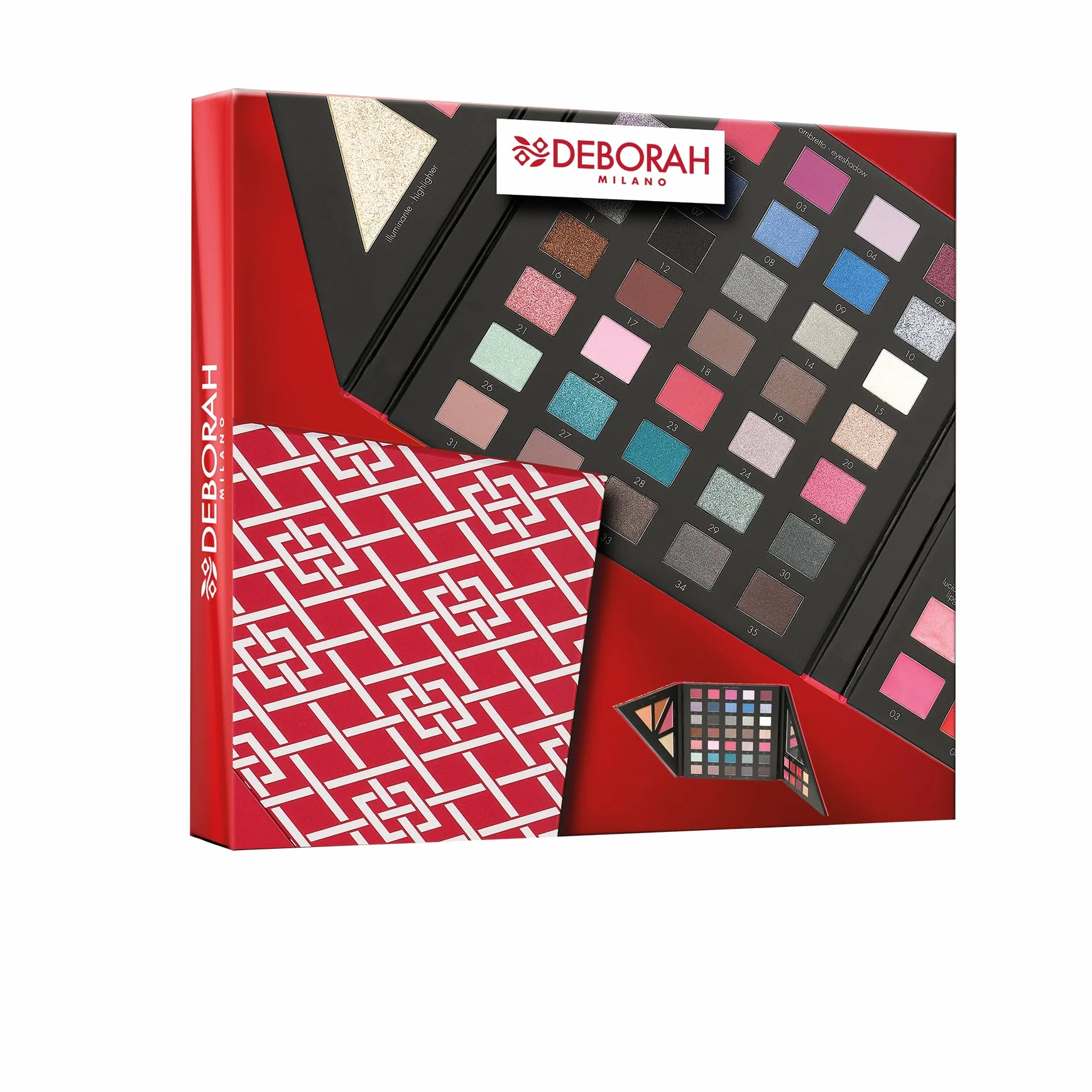 Deborah Milano - Trousse Set Regalo Donna Make Up Beauty Gift n.3 Medium Toni Freddi, Include Palette di Ombretti, Gloss, Rossetti e Polveri Viso dai diversi Finish e Colori, in Carta FSC