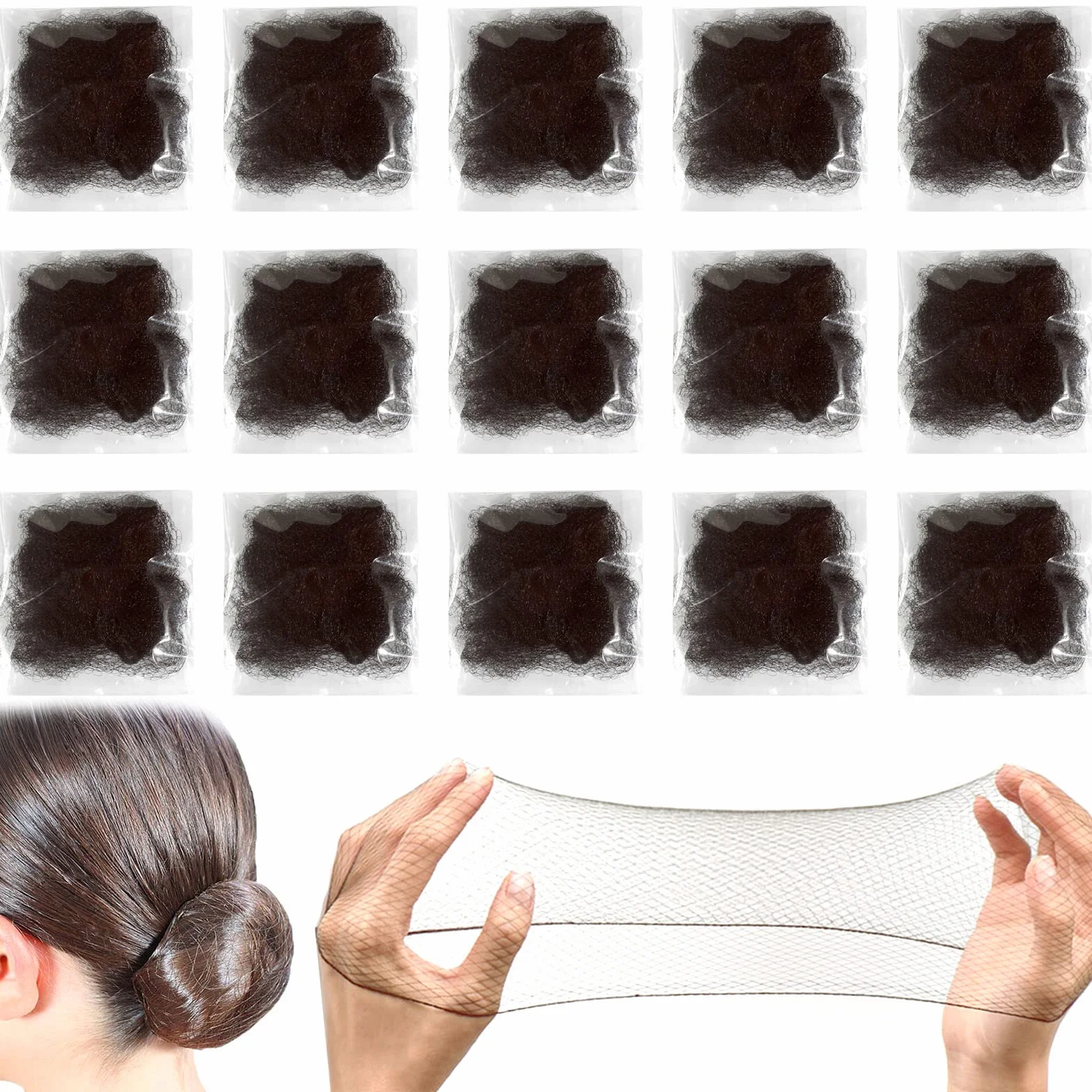 Qufiiry 35 Retine per Capelli Chignon con Bordo Elastico, per Infermiere, Ballerini, Hostess di Compagnie Aeree (Marroni)