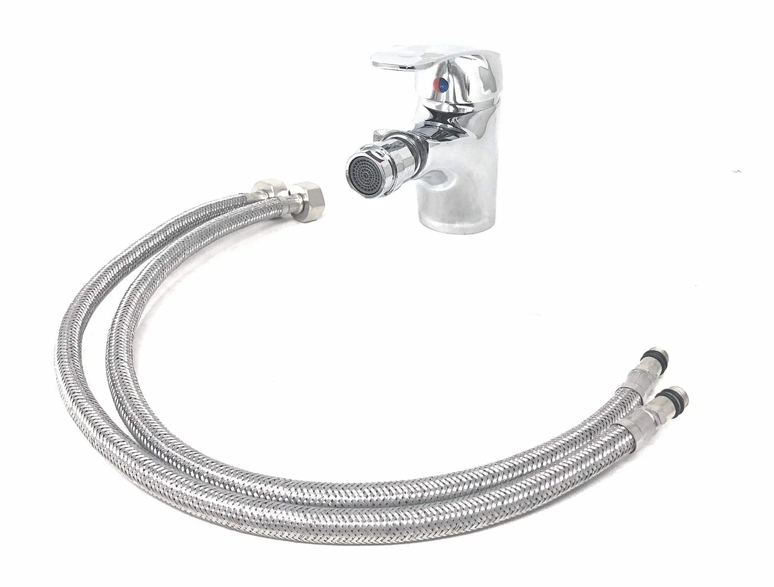 Rubinetto Miscelatore con Flessibili in Ottone per Bidet Lavabo