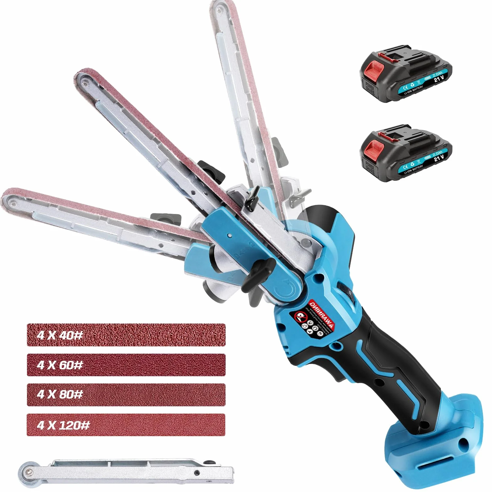 Levigatrice a nastro a batteria 2000 mAh senza spazzole 6 velocità 100° regolabile 9mm 13mm 16 nastri