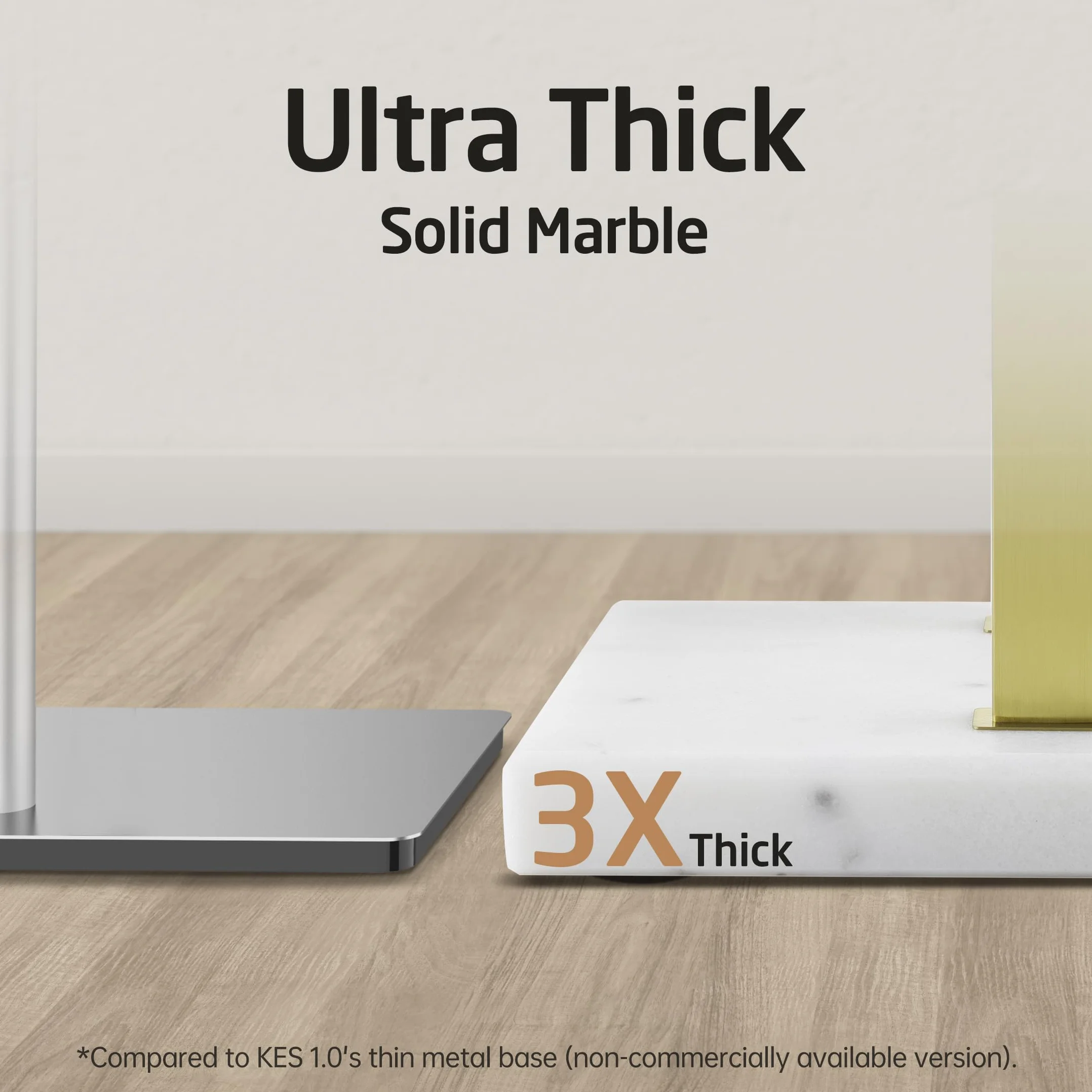 KES Oro Porta Asciugamani Bagno 2 Bracci Base Marmo Acciaio Inossidabile 18/8 Oro Spazzolato