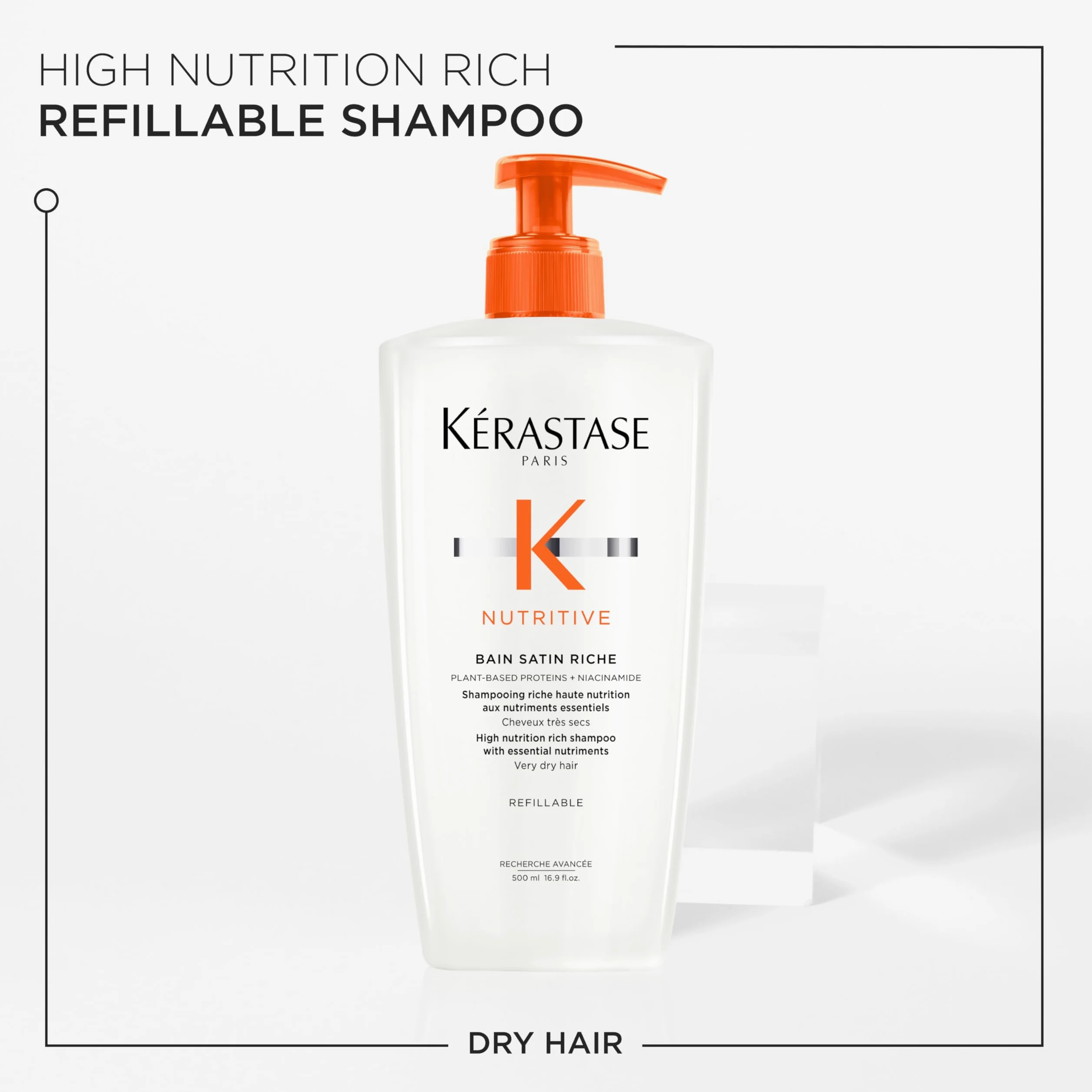 Kérastase, Nutritive, Shampoo Professionale Idratante per Capelli Molto Secchi, Capelli Nutriti e Forti, Formula Super Nutriente con Niacinamide e Glicerina, Bain Satin Riche