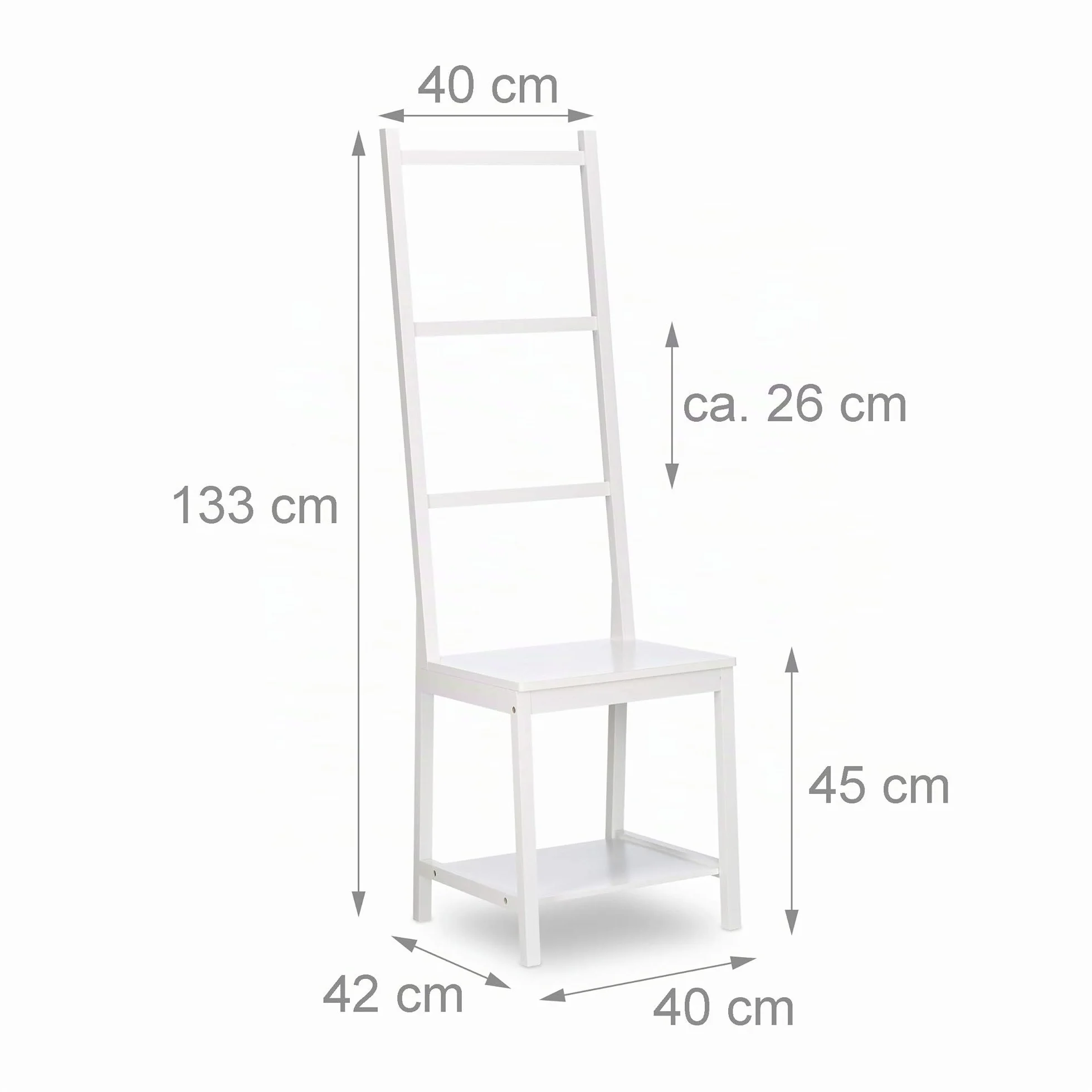 Relaxdays Sedia Portasciugamani in Bambù 133x40x42 cm Bianco