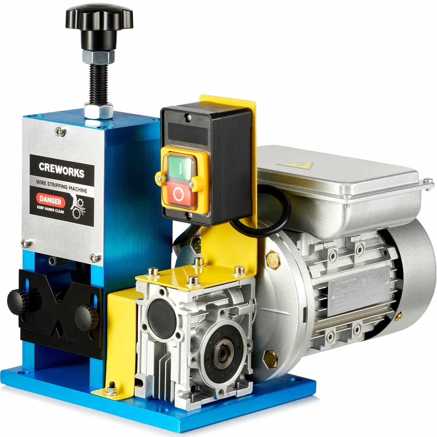 CREWORKS 180W Professionale Spellacavi Elettrica con 3 Piastre Foro 5 Canali per Cavo Φ1.5-25mm Spelafili Sguainacavi per Riciclaggio Cavi