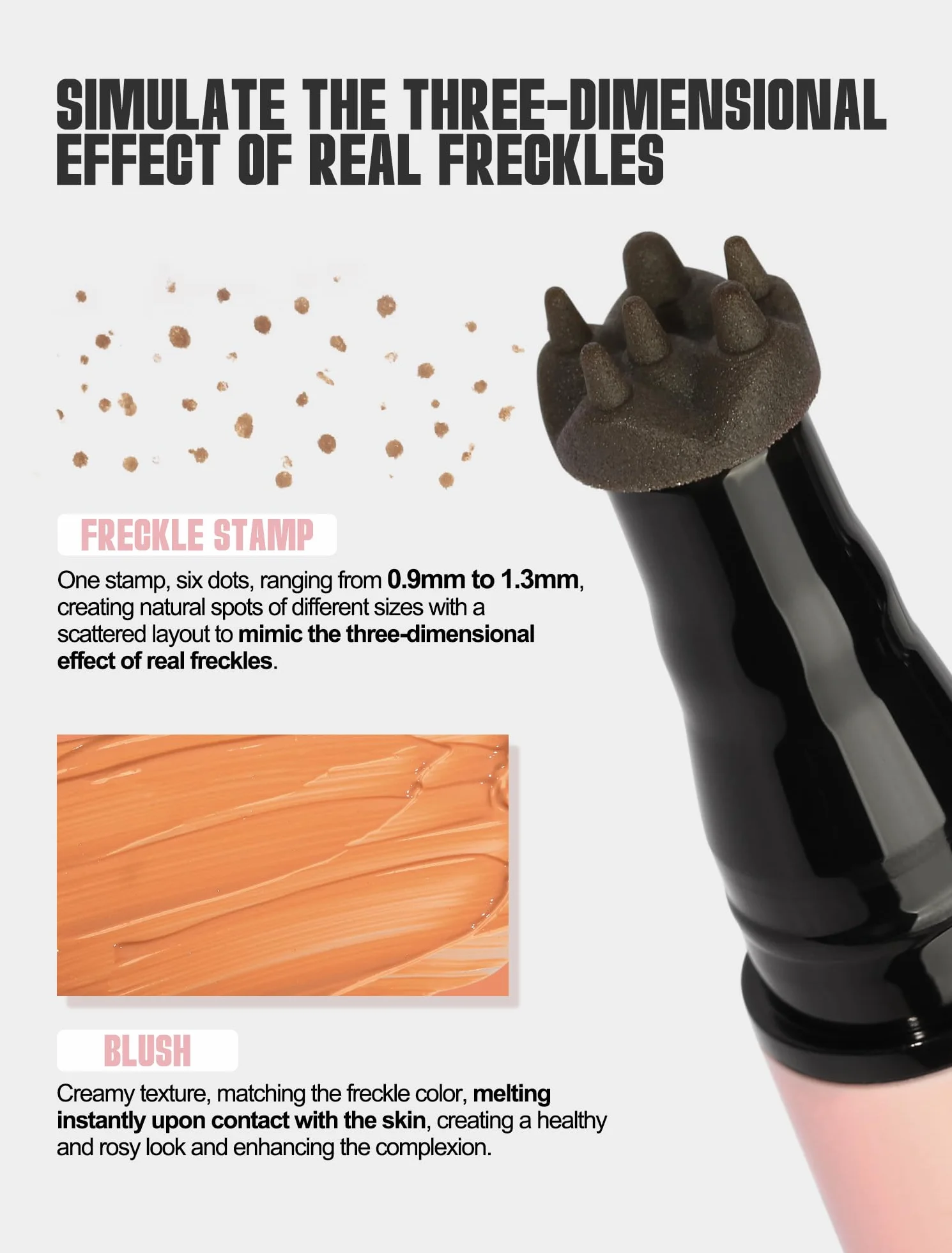 Anglicolor Penna blush per lentiggini,Pennarello per lentiggini finte 2 in 1,fard liquido rosa tenue,naturale,realistico,impermeabile,a lunga durata,ad asciugatura rapida (02 MOCHA)