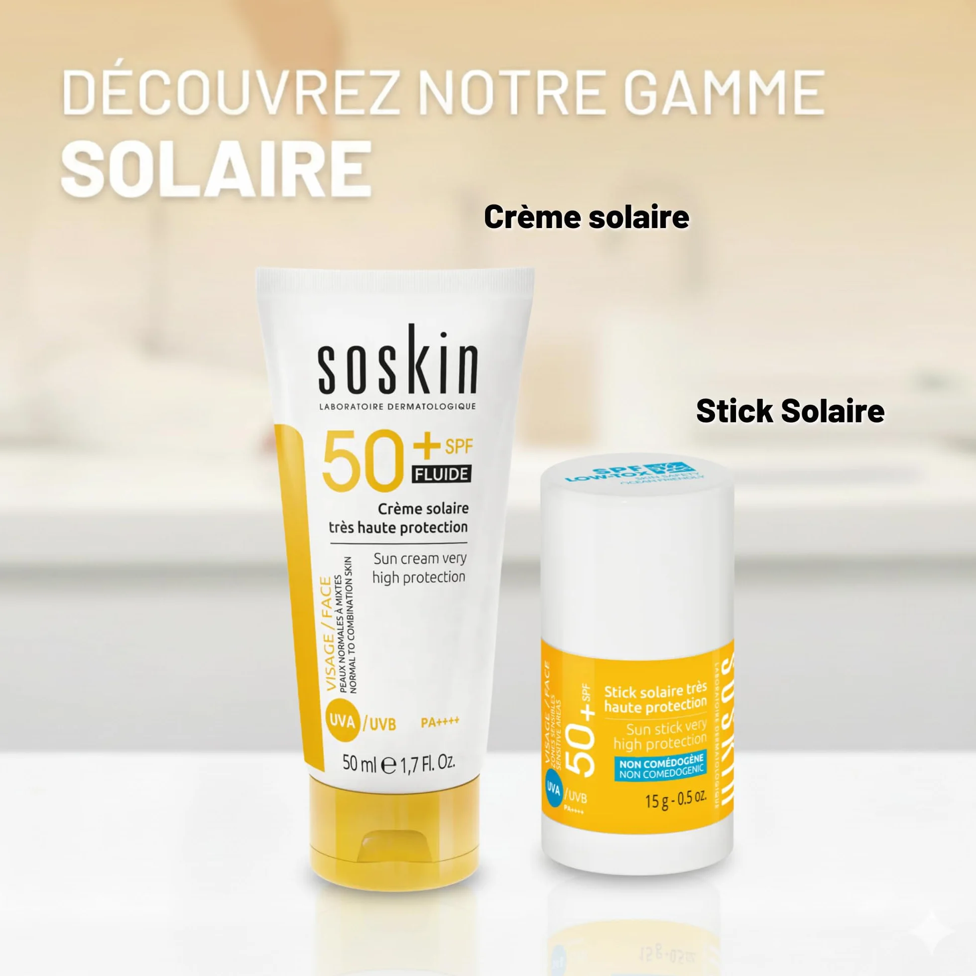 SOSKIN - Stick Solare Altamente Alta Protezione SPF50 - Zone Sensibili e Localizzate - Resistente all'acqua