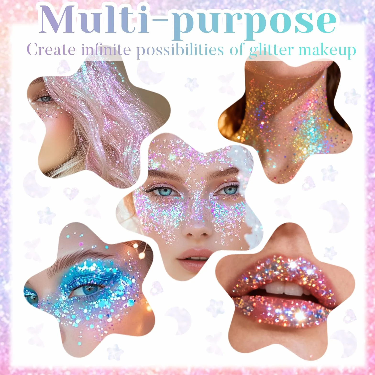 40 Colori Palette Ombretti Glitter, Palette Make Up per Corpo e Viso, Gel Glitter per Ombretti, Make Up Adulti Bambini, Set Trucco Carnevale Feste e Halloween