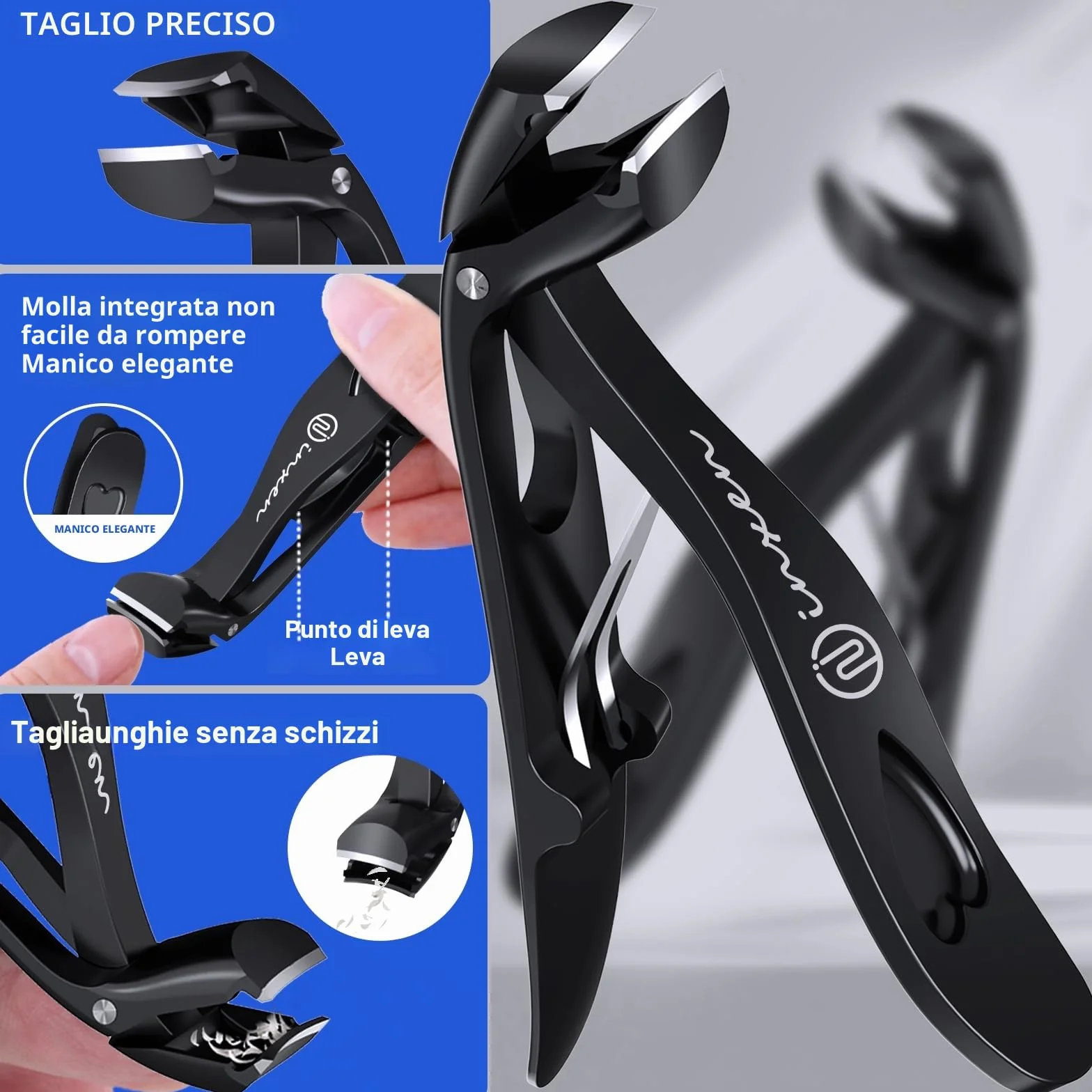 Professionale Tagliaunghie a Testa Angolata per Anziani e Unghie Spesse, 3PCS Set per Mani e Piedi, Tagliaunghie Tronchesino in Acciaio Inossidabile