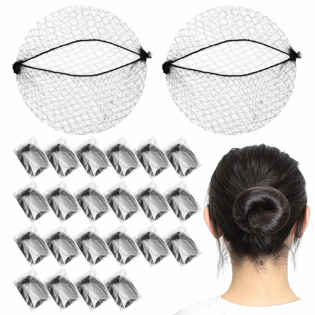 24 Pezzi Retine per Capelli, Ciambella per Chignon e Chignon Facile per Capelli, Invisibile e Confezionate Singolarmente (per Bambini, Ballo, Cucina e Uso Quotidiano)