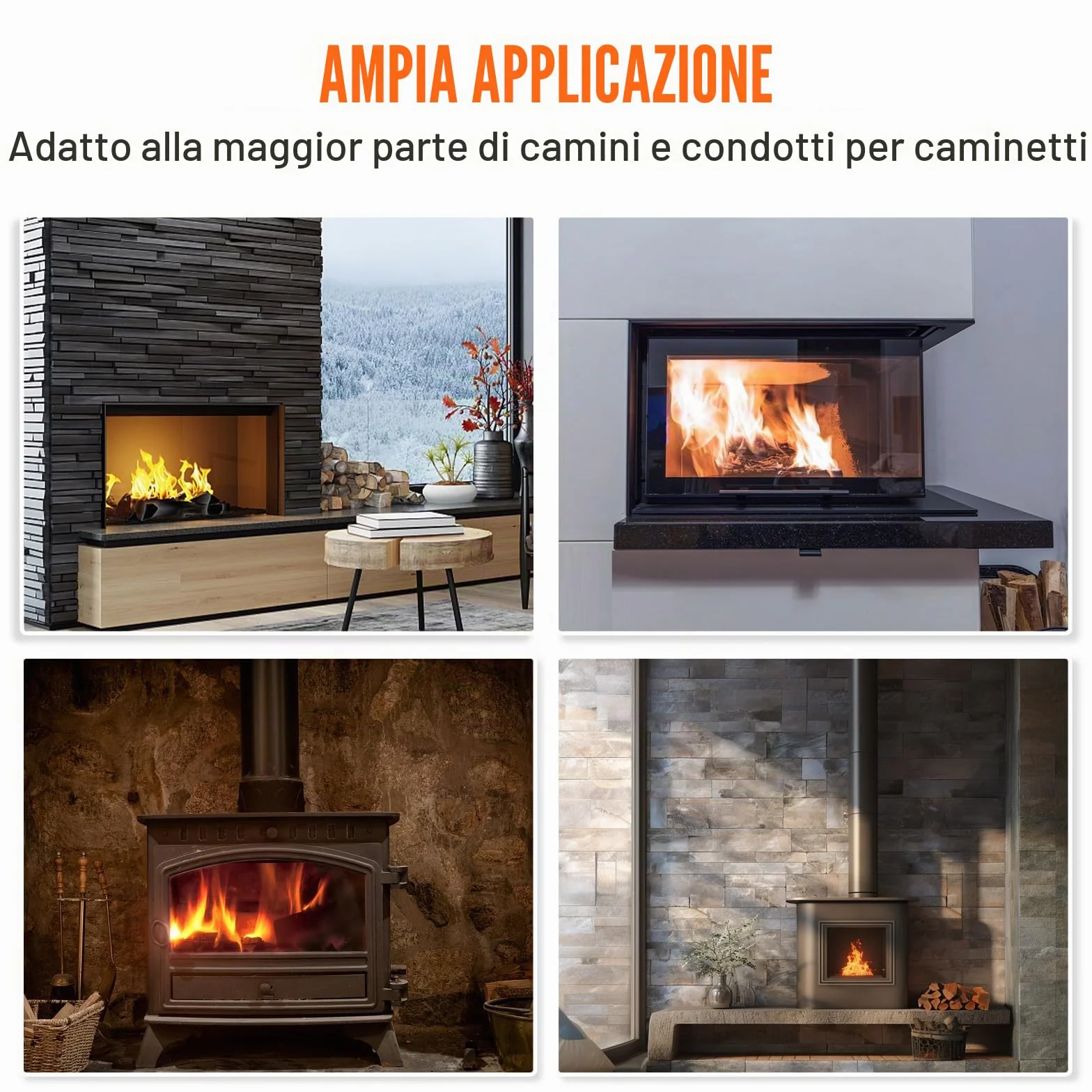 VEVOR Kit Spazzacamino per Stufa a Pellet 10 m, Spazzola per Pulizia Canne Fumarie Girevole 360°, 10 Aste Flessibili in Nylon