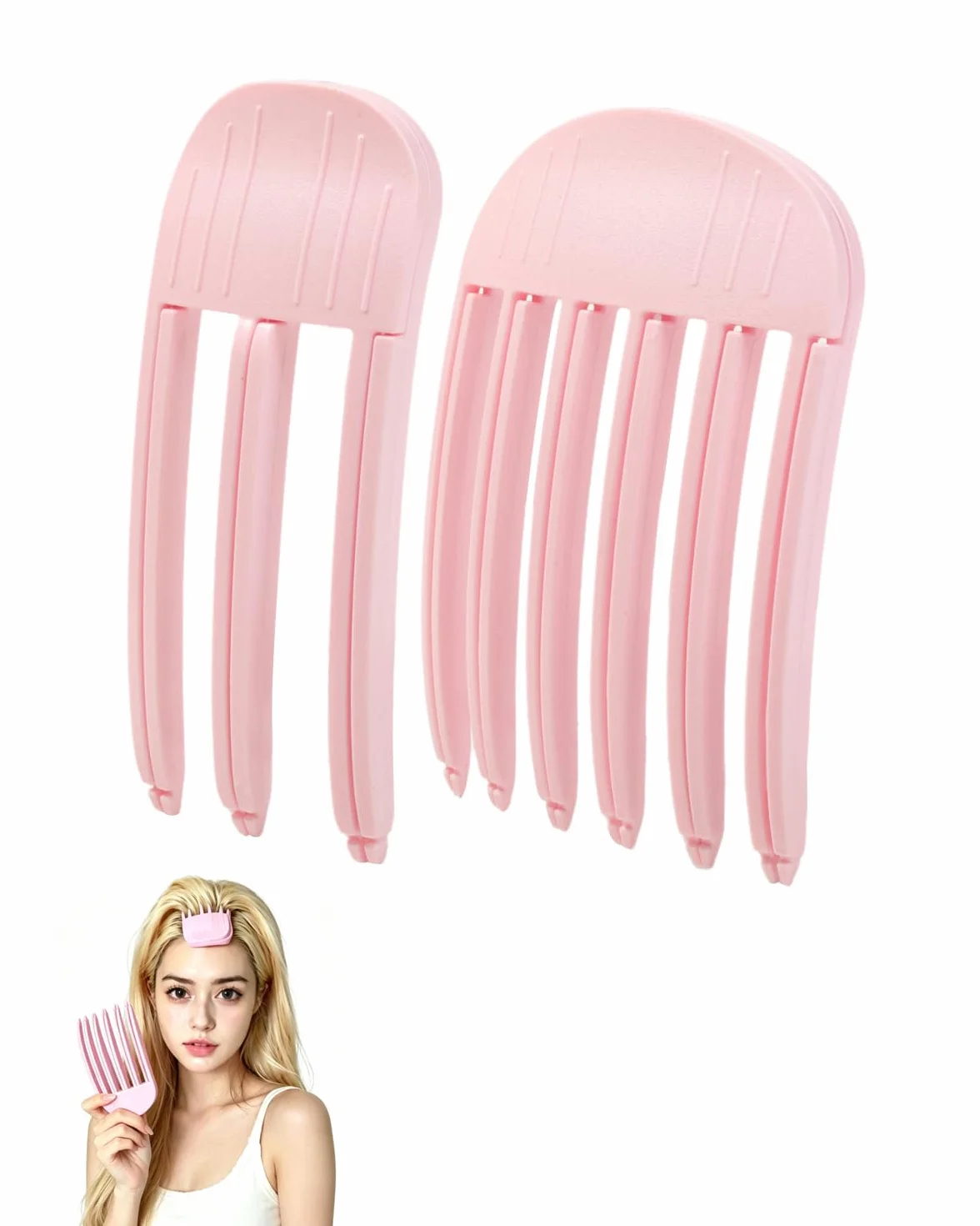 2 Pezzi Pettine per Capelli Volumizzante Rosa, Clip Della Radice Del Volume, Pettine Per Radici Volume Dei Capelli Ricci E Mossi, Fermagli Volumizzanti Frangia, Accessori Capelli Donna Uomo