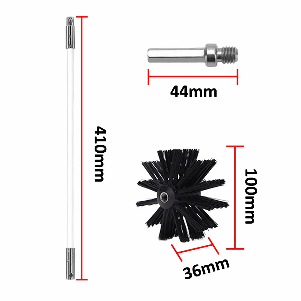 Spazzola per Pulizia Camino Nylon Rotante Flessibile con 18 Aste 2 Teste Kit