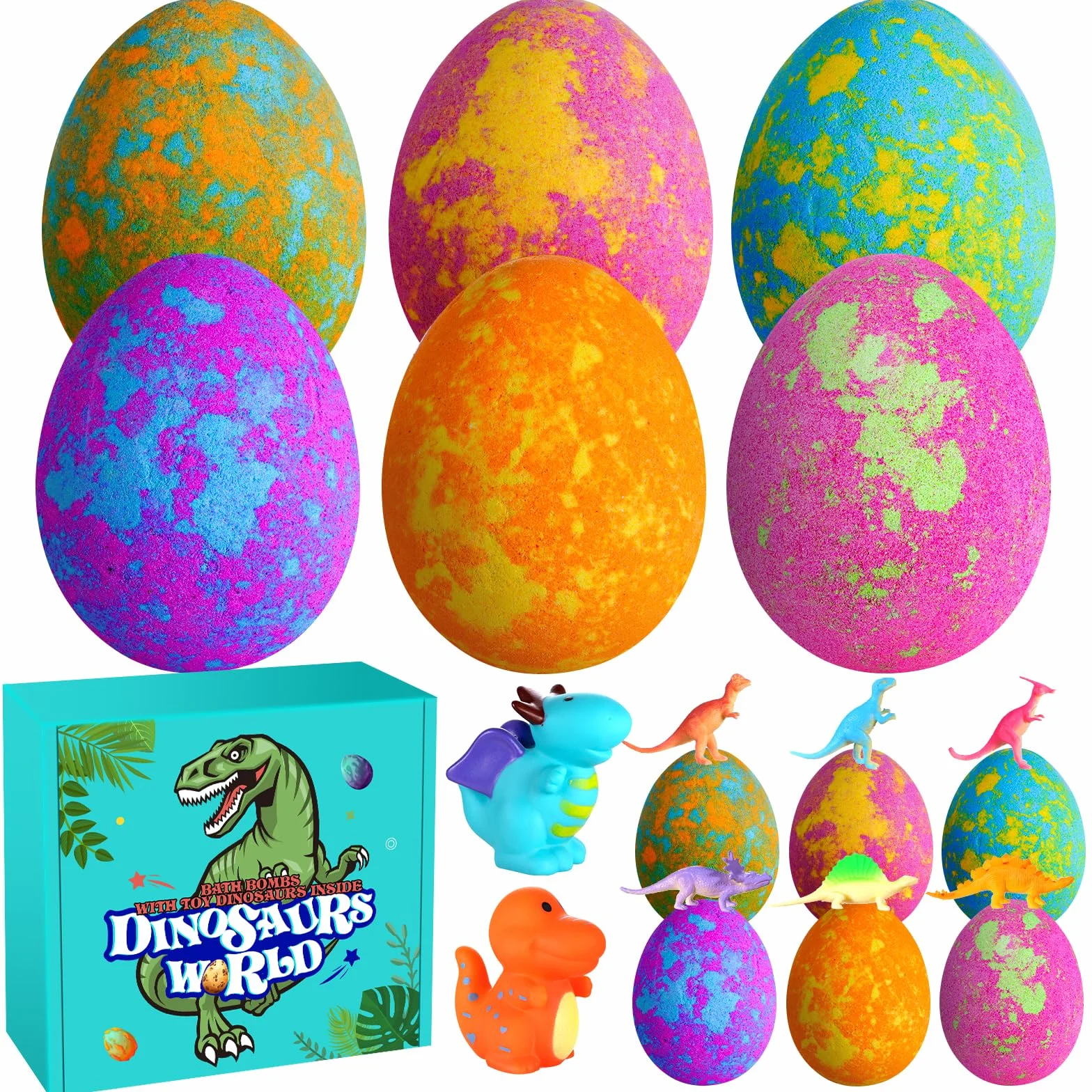 Aofmee Bombe da Bagno Bambini Con Sorpresa Dinosauri - Set Regalo 8 Pezzi, Bagnoschiuma Naturale per Ragazzi e Ragazze, Rilassante per Vasca, Idea Regalo per Pasqua, Natale, San Valentino, Compleanno