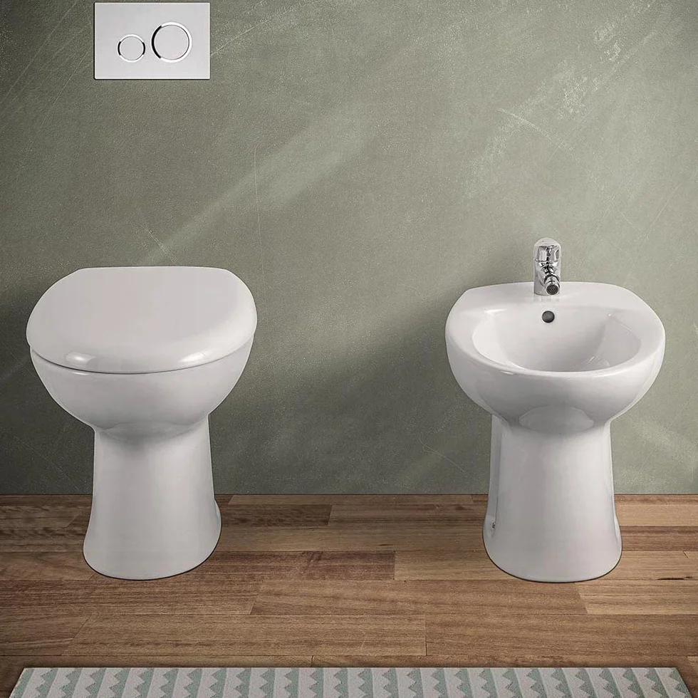 Inbagno Clara Vaso WC a Terra Ceramica Bianca Design Moderno