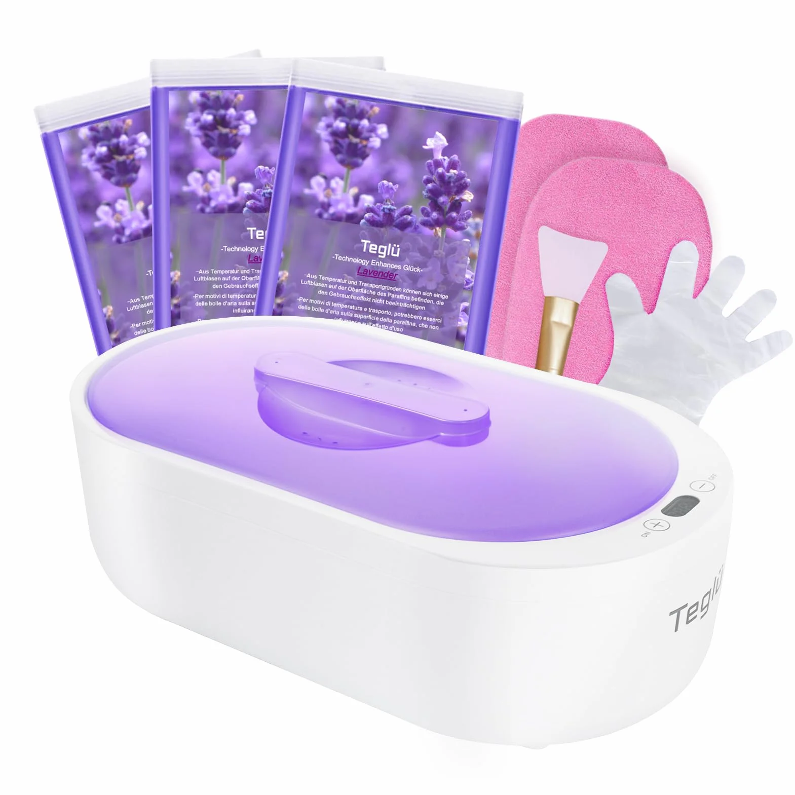 Bagno di Paraffina per Mani 2L, Piccolo Scalda Paraffina Cera 3x Paraffina/Guanti/Spazzola, 150W, Bianco
