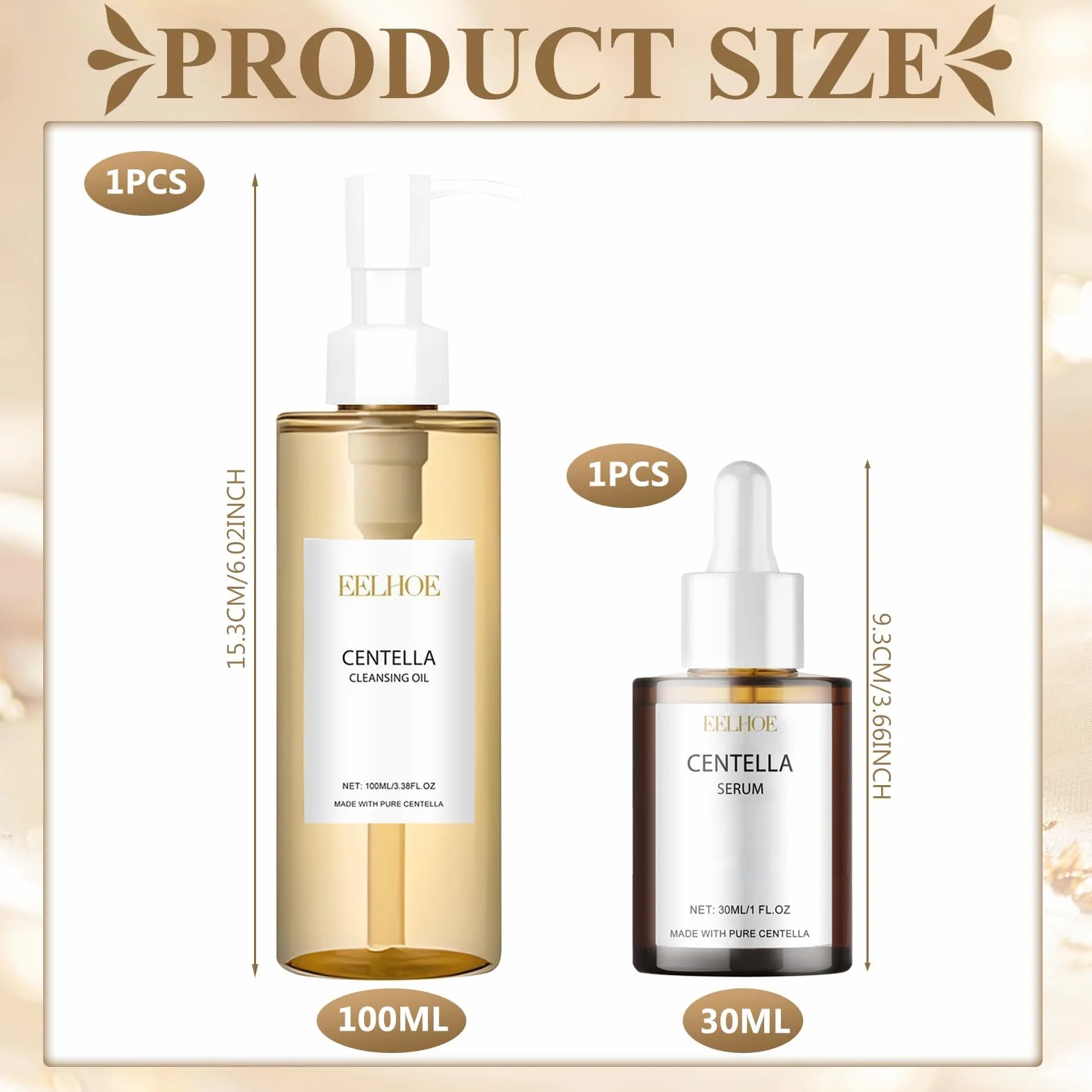 2 Pezzi Centella Cleansing Oil + Siero, Light Cleansing Oil, Siero Centella Madagascar, Delicato e Leggero, per Pelli Sensibili e a Tendenza Acneica