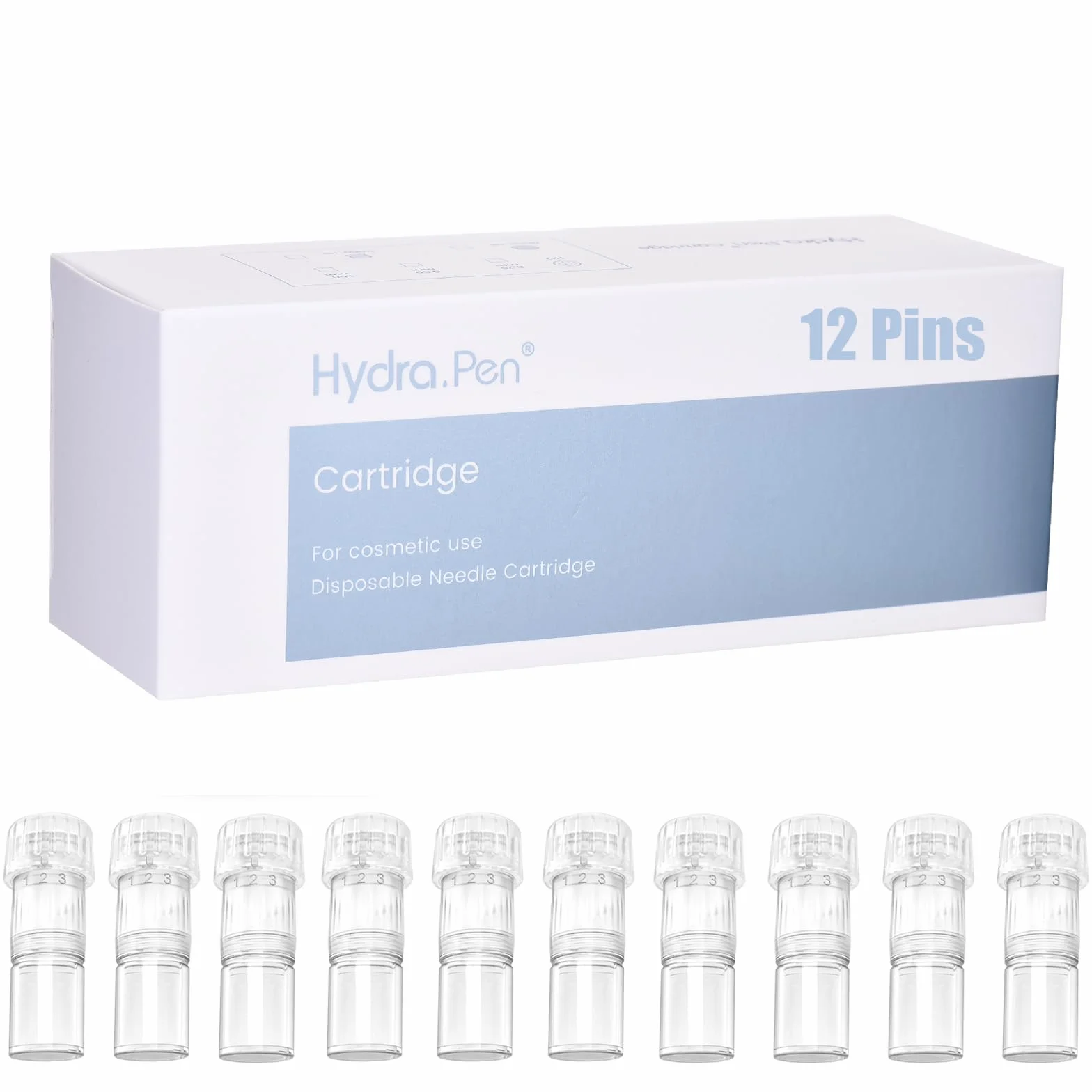Dr. Pen Hydra. Pen H3 Cartucce 12 Pins 10 Pezzi, 100% Originale, per Hydra.Pen H3 Microneedling Derma Pen, Per il trattamento di Segni di acne, Cicatrici affondate, Smagliature, Smagliature da obesità