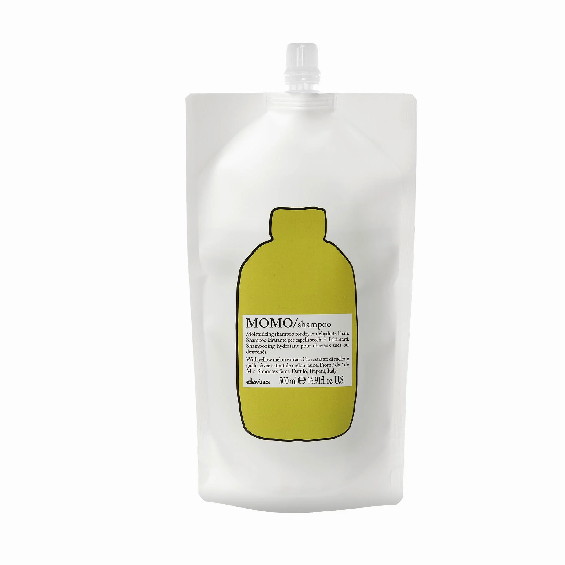 Davines Momo Shampoo Refill 500 ml | Ricarica di shampoo idratante per capelli secchi o disidratati.