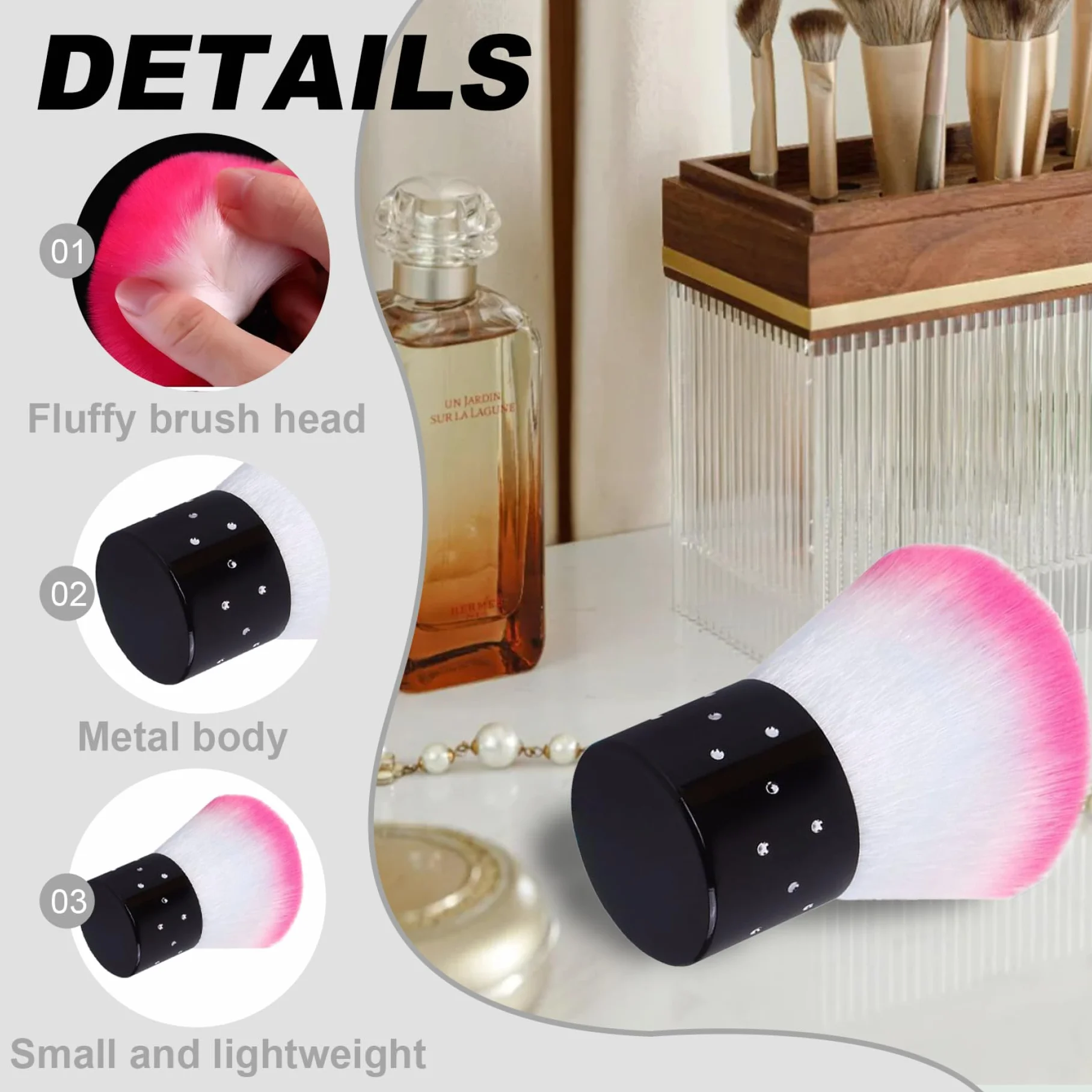 2 pennelli per polvere per unghie, testina per polvere fine morbida e confortevole per unghie, nail art da 1, 6x2, 5 pollici, spolverino facile da usare per spolverino per trucco da donna