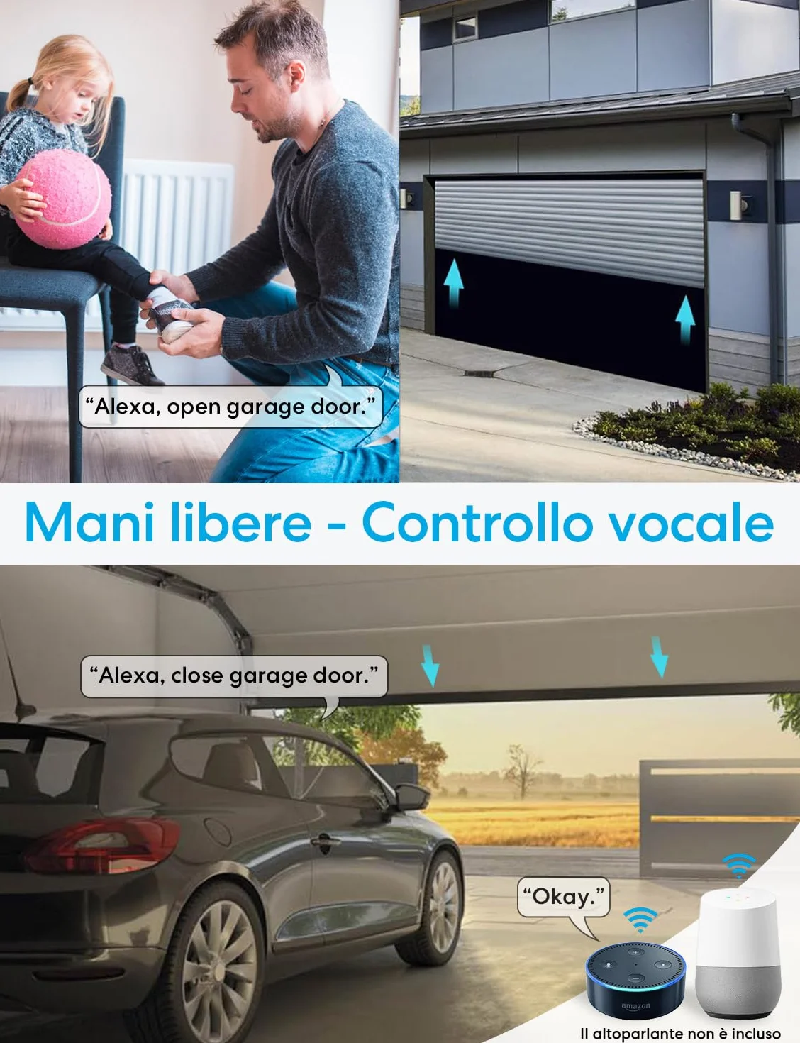 LoraTap Apriporta WiFi Garage Door Opener, Smart Interruttore, Controllo App Smart Life, Alexa