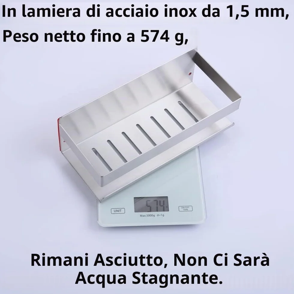 Mensola da Doccia Senza Foratura SUS304 Acciaio Inossidabile Nichel Spazzolato 23CM