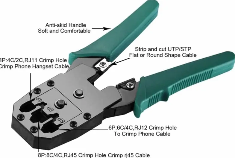 SQUADO Pinza Crimpatrice RJ11 RJ12 RJ45 8P 6P 4P Per Cavo Ethernet Lan Rete Telefono