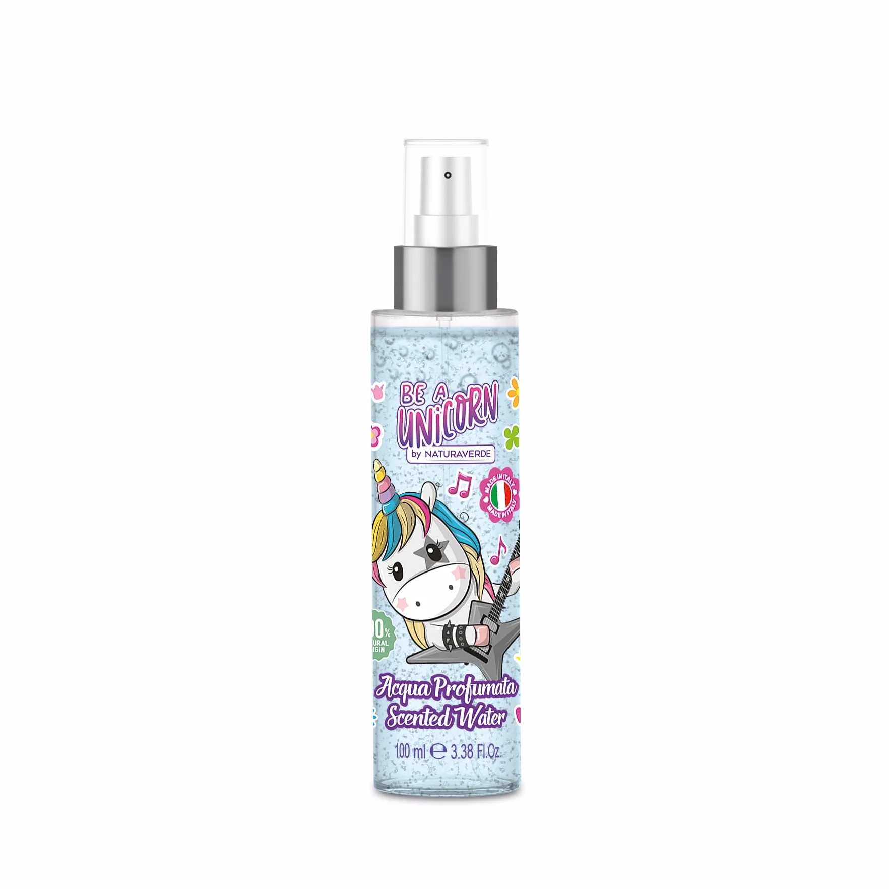NATURAVERDE Kids -BE A UNICORN Acqua Profumata Glitter 100ml, Fragranza Delicata per Bambine, Effetto Scintillante, Formula Delicata e Sicura