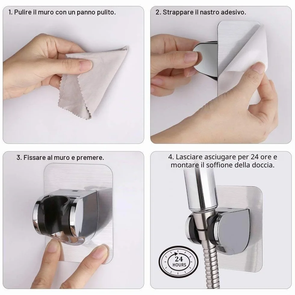 3M Staffa Supporto Doccia Regolabile con Angolo Adesivo Montaggio a Parete Impermeabile Soffione Muro Bagno