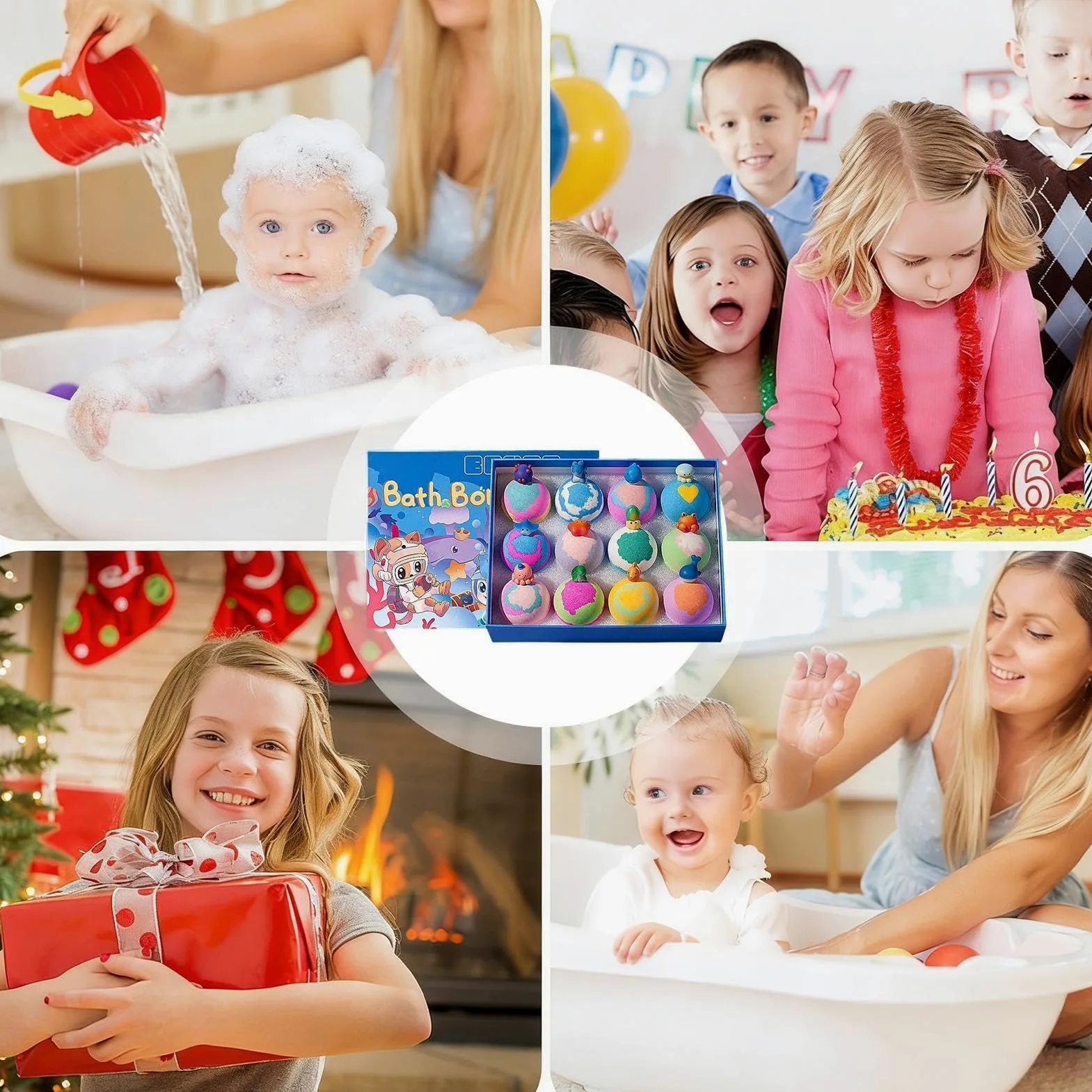 Bombe da Bagno Effervescenti 12 Pezzi Colorate Delicate Effervescenti | Regali Per Cestini Giocattoli Da Bagno per Adolescenti Famiglia Bambini Ragazzi Ragazze Figlio Figlia