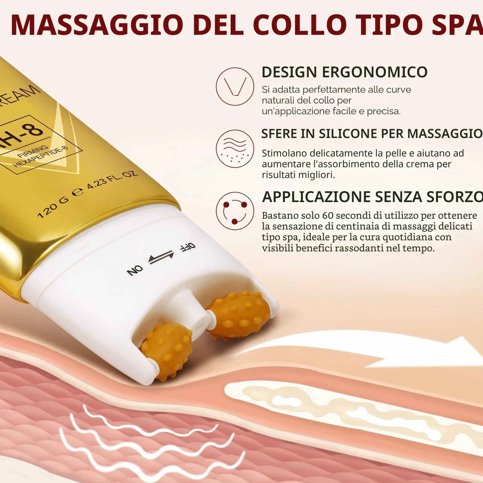 Crema per il Collo Rassodante con Esapeptide, 120g Riduce Rughe e Pelle Cascante