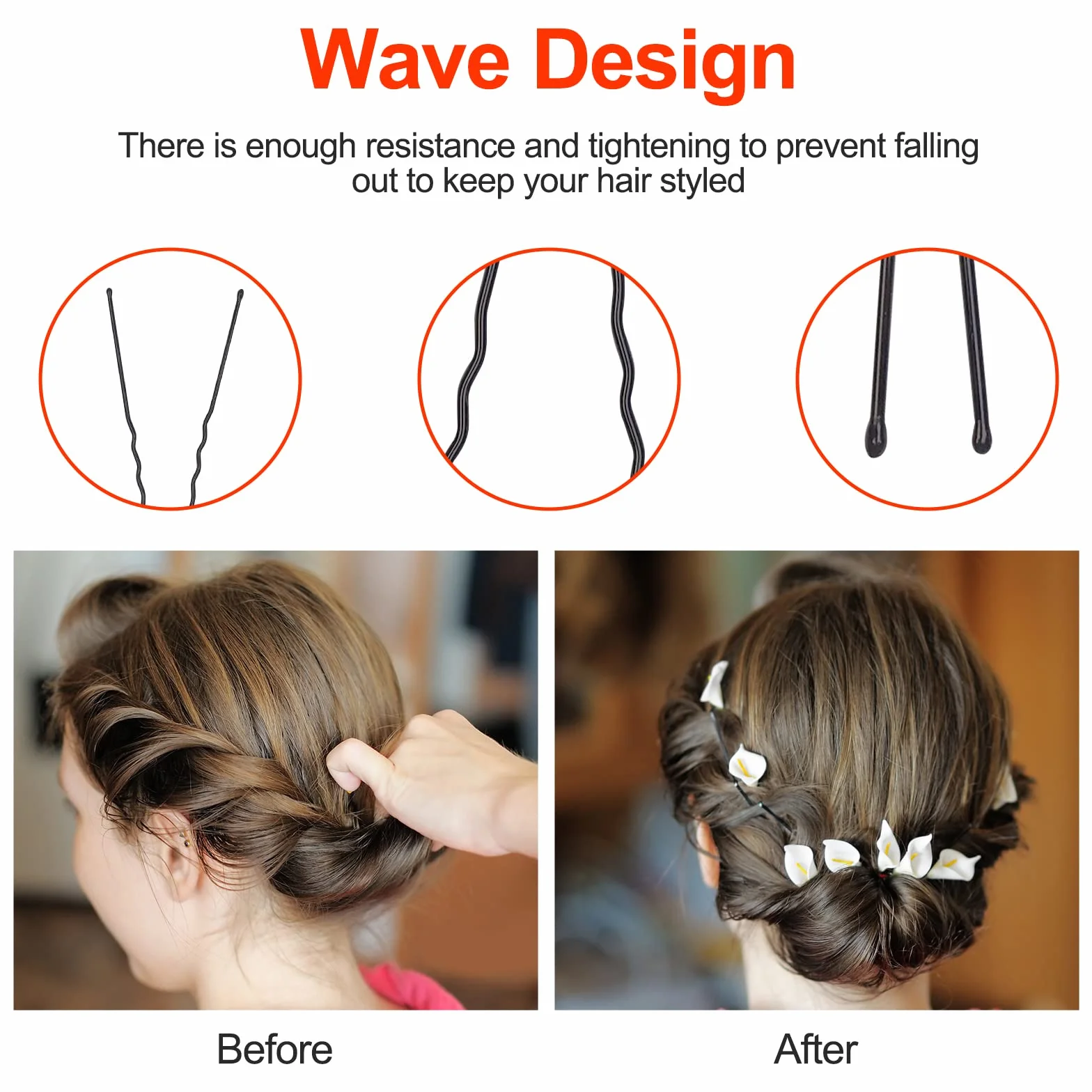 Uootach 200 Pezzi Forcine per Capelli, 6 cm Forma di U Fermagli per Capelli da donna, fermaglio per capelli ondulato fermaglio per capelli invisibile, Adatto a forcina per ragazze, parrucchiere