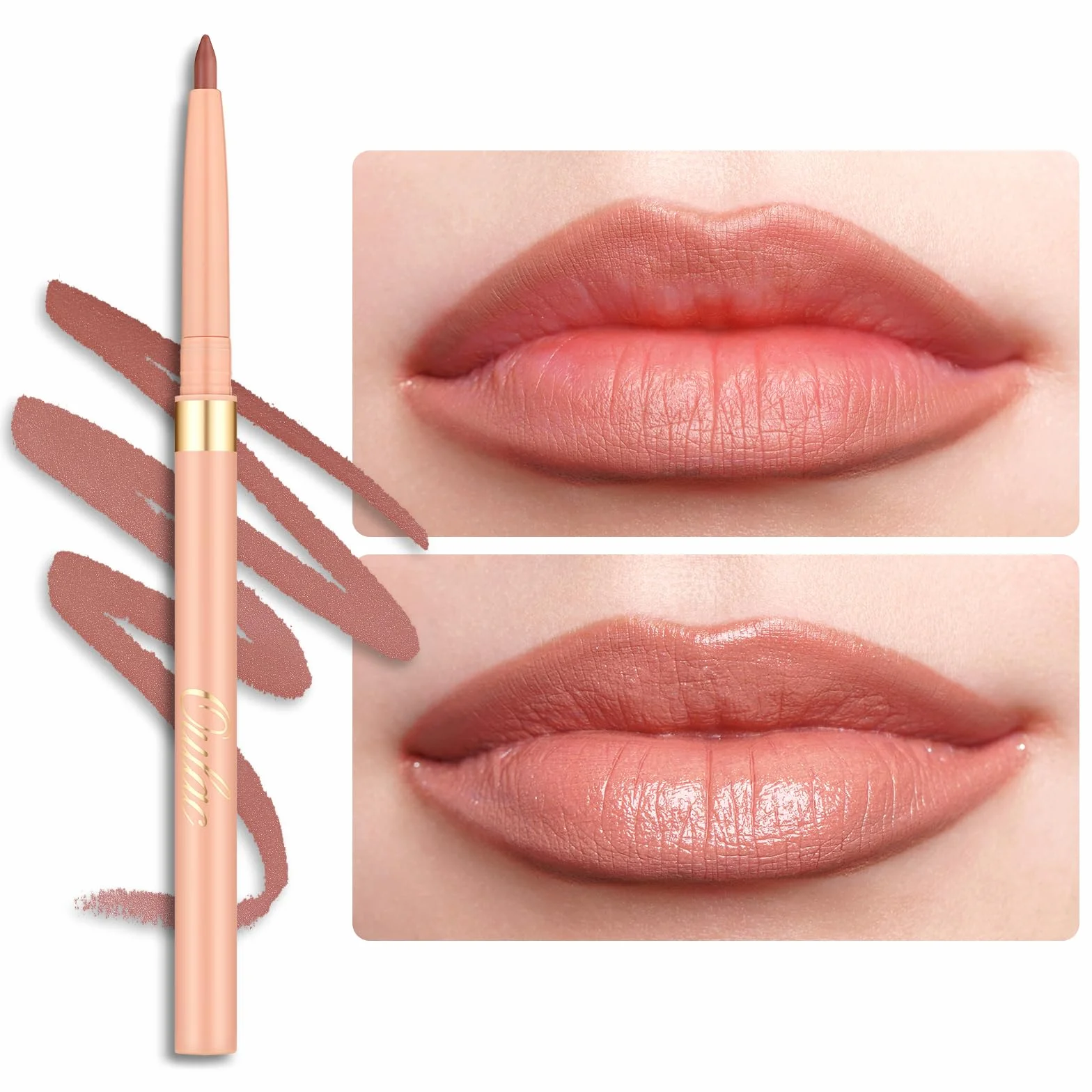 OULAC Matita Labbra Marrone Opaco, Lipliner Impermeabile Dura 12 Ore +, No-Transfer, Altamente Pigmentate, Liscio, per Contornare le Labbra, Vegan (L03) Naked Liner