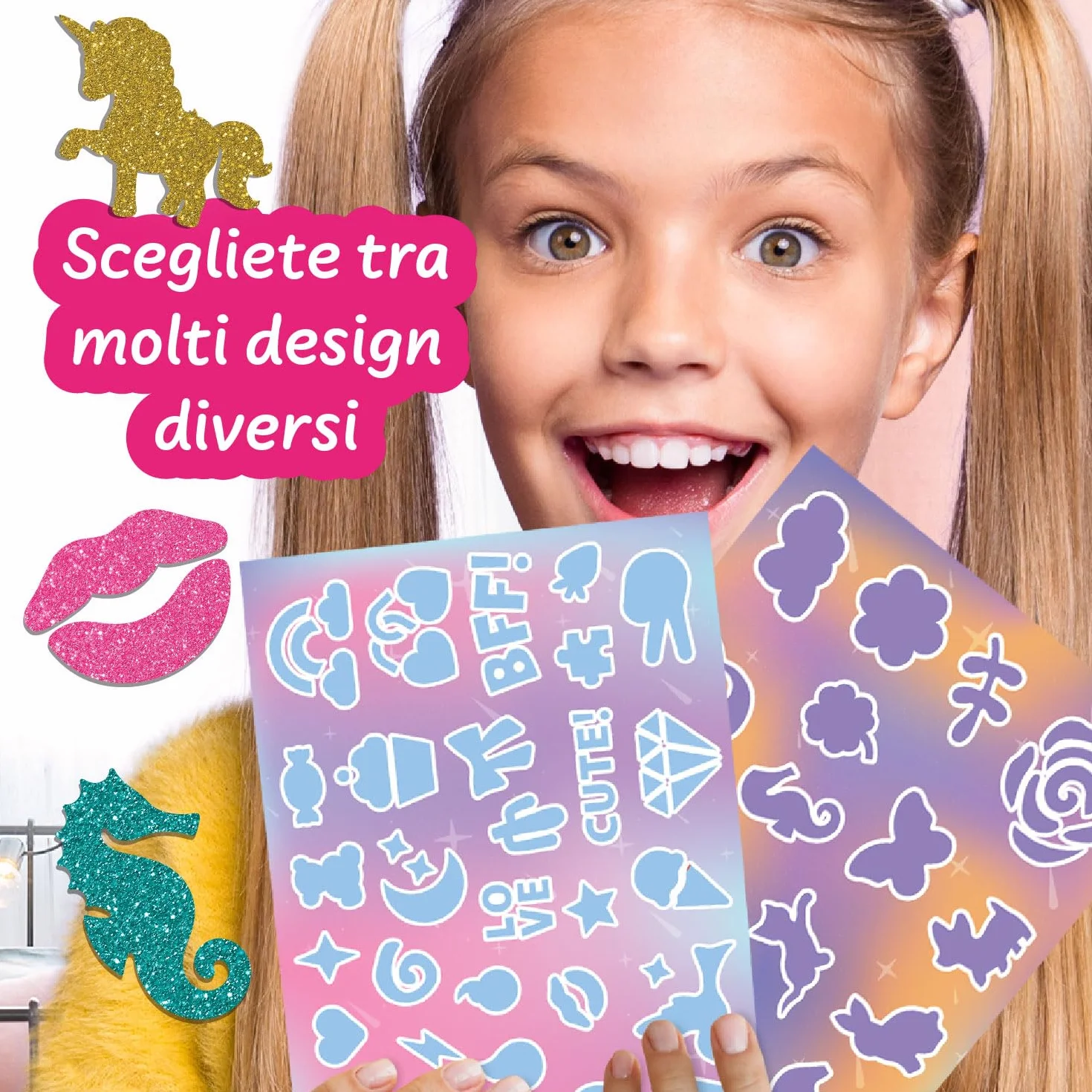 Science4you Tatuaggi Glitter per Bambini di 5 6 7 8 9+ Anni – Kit di Tatuaggi Temporanei Glitterati per Bambini con più di 70 Adesivi di Bellezza, Regalo perfetto per le Ragazze di 5 6 7 8 9+