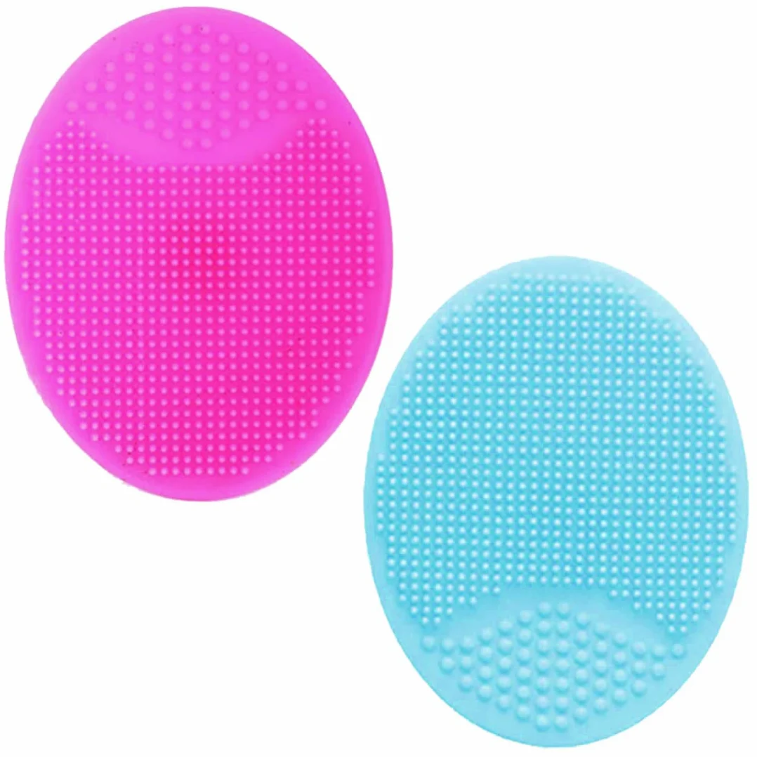 2 Pcs Spazzola Pulizia Viso Silicone Morbido Pennello Pelle Scrubber Exfoliator Massaggiatore Anti-eta' Delicata Skin Care(rosa rossa + verde)