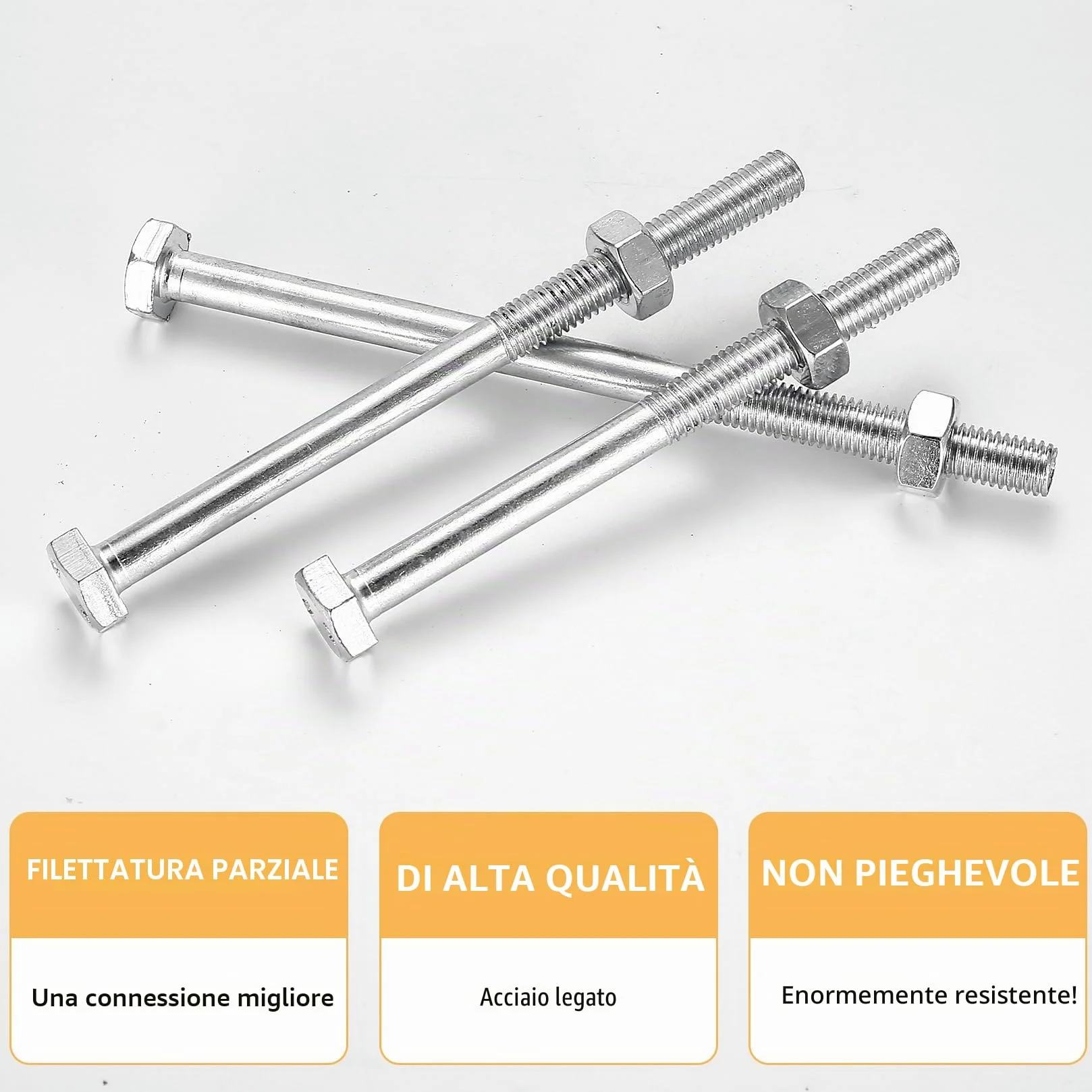 Set Bulloni e Dadi M10x160mm, Bulloni Esagonali Parzialmente Filettati per Auto Costruzione