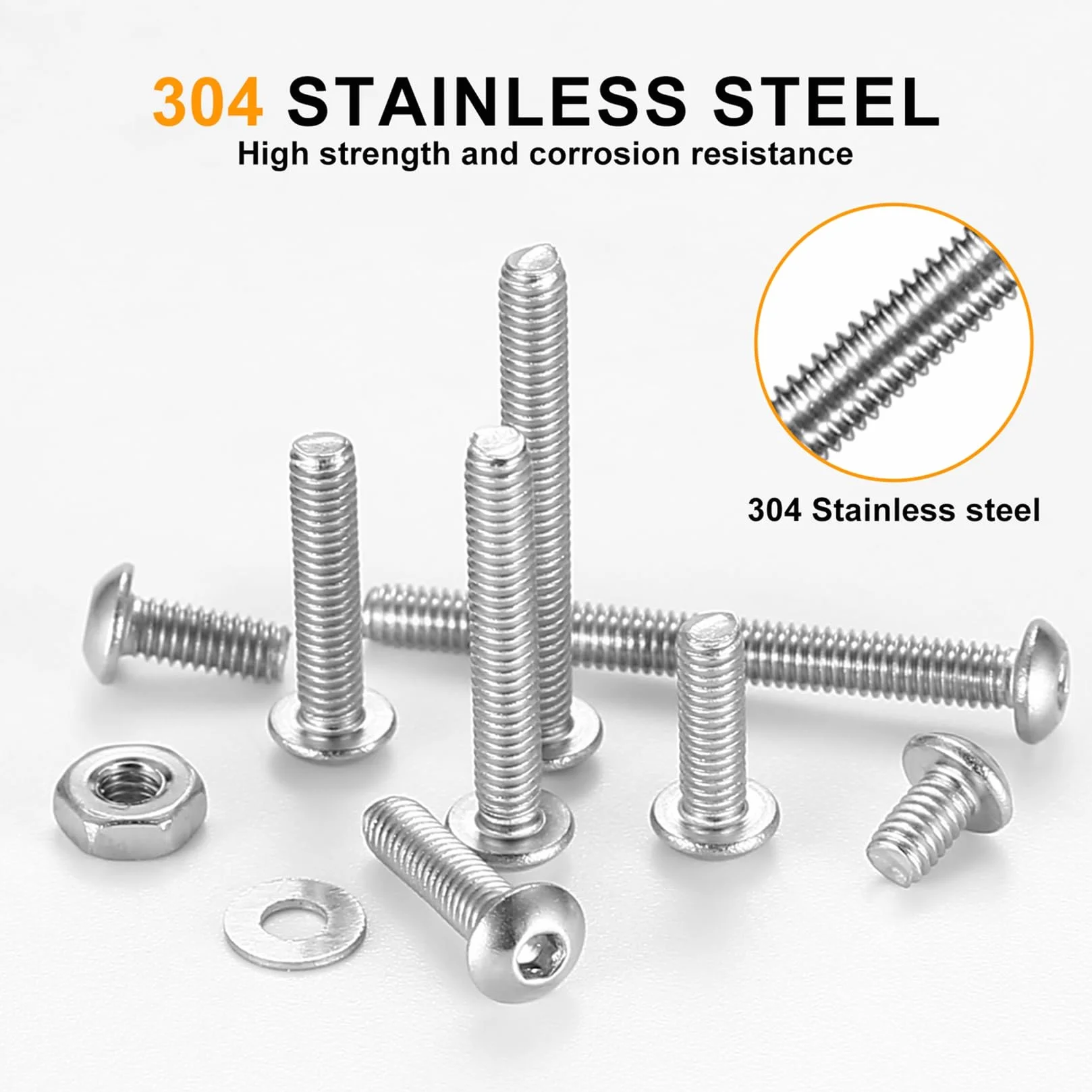 Set di Viti M2,5 Acciaio Inox 840 Pezzi Esagono Incassato Testa Bombata Dadi Rondelle