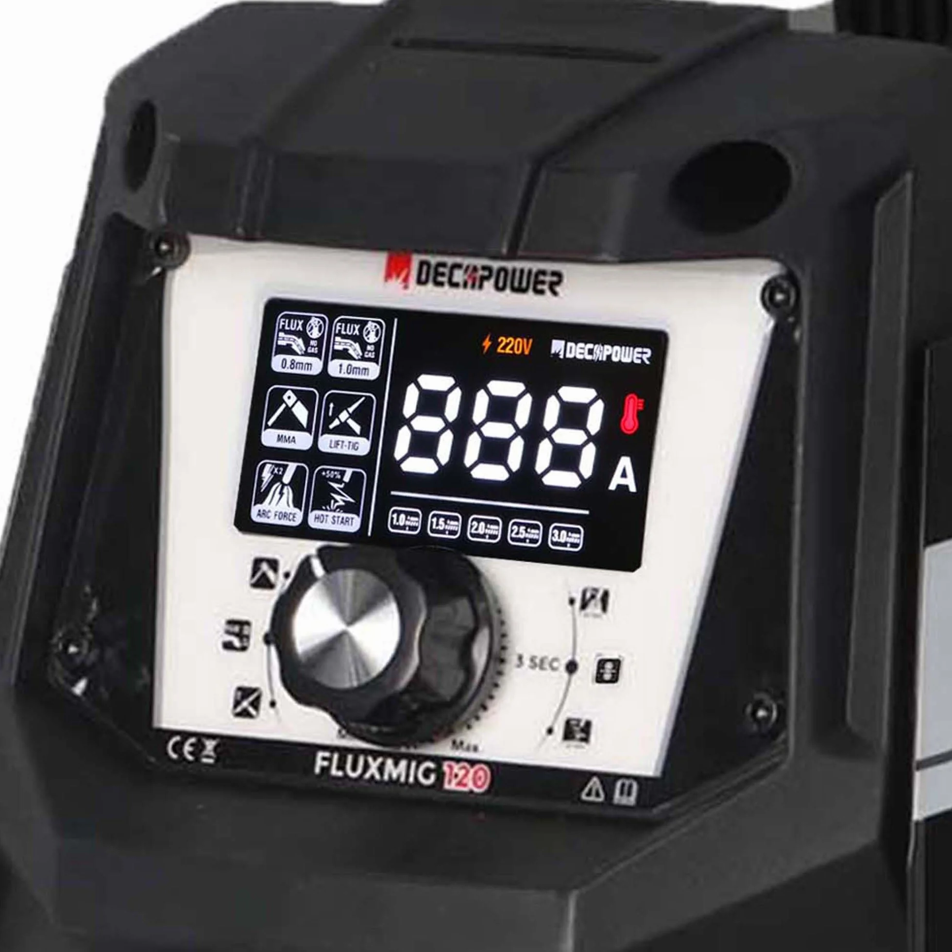 Decapower 220V Saldatrice 120A Arco Lift TIG FLUX MIG 3 in 1 senza gas FLUXMIG-120