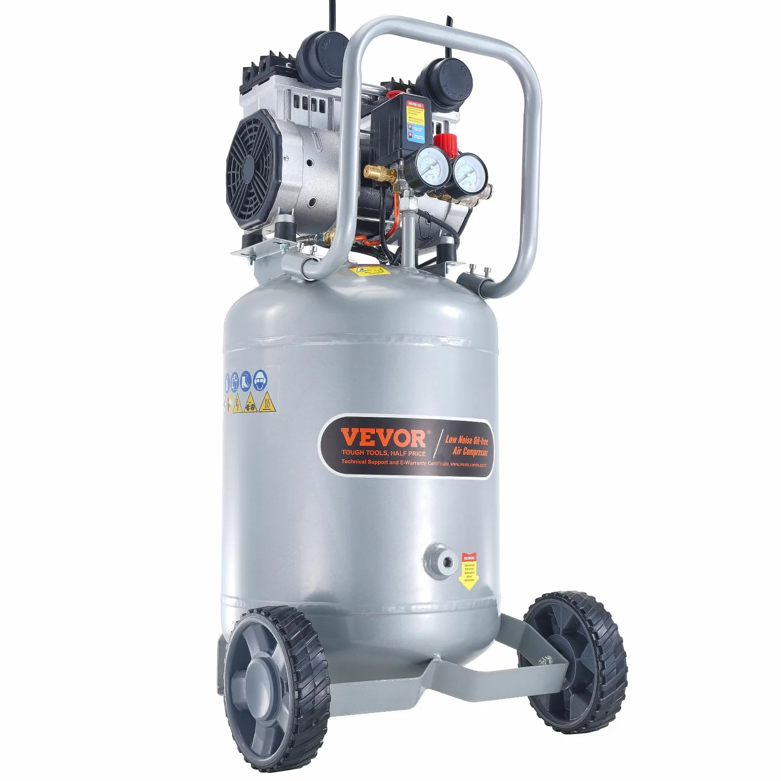 VEVOR Compressore d'Aria Senza Olio 13 Galloni 49 L Serbatoio 2 CV