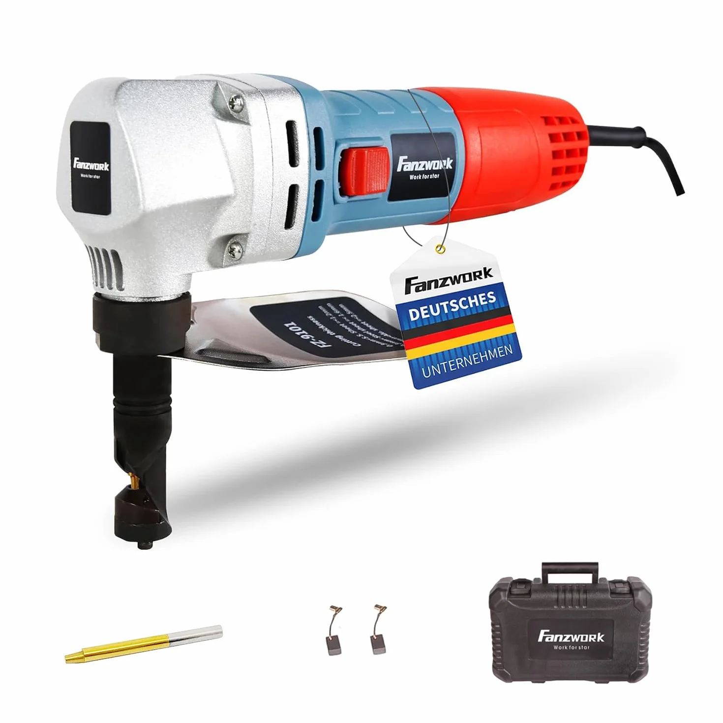 FANZWORK Roditore di Lamiere 600W con Valigetta e 2 Punzoni