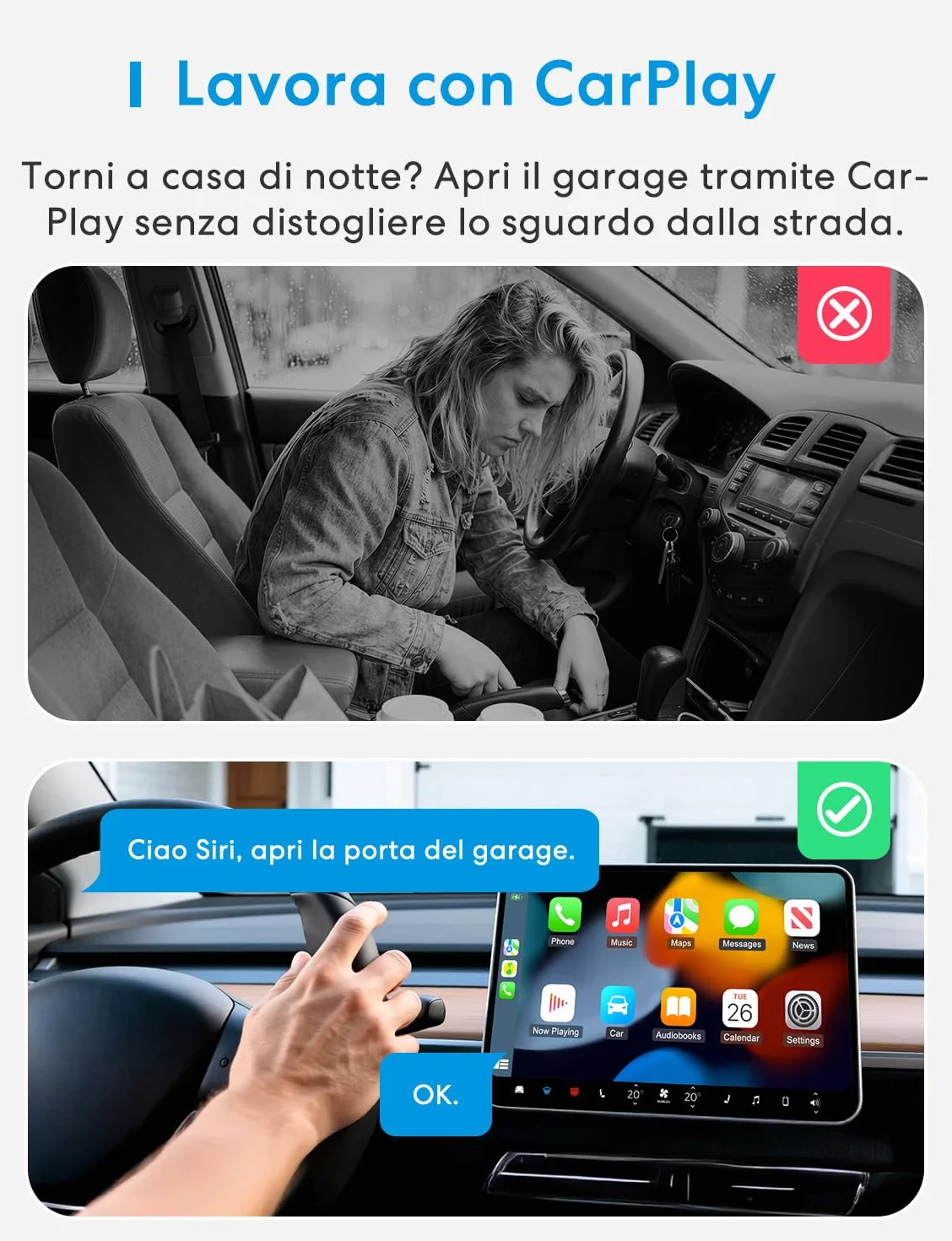 Meross Smart WiFi Garage Controller, Compatibile con Apple HomeKit, CarPlay, Siri, Alexa e Google, Controllo Vocale, Notifiche, Timer, Chiusura Automatica